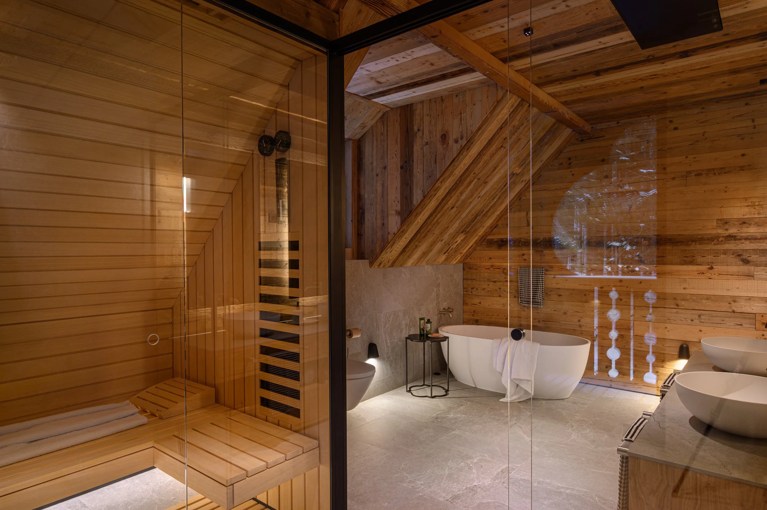 Finnish sauna, family bathroom mountain chalet Julian Alps