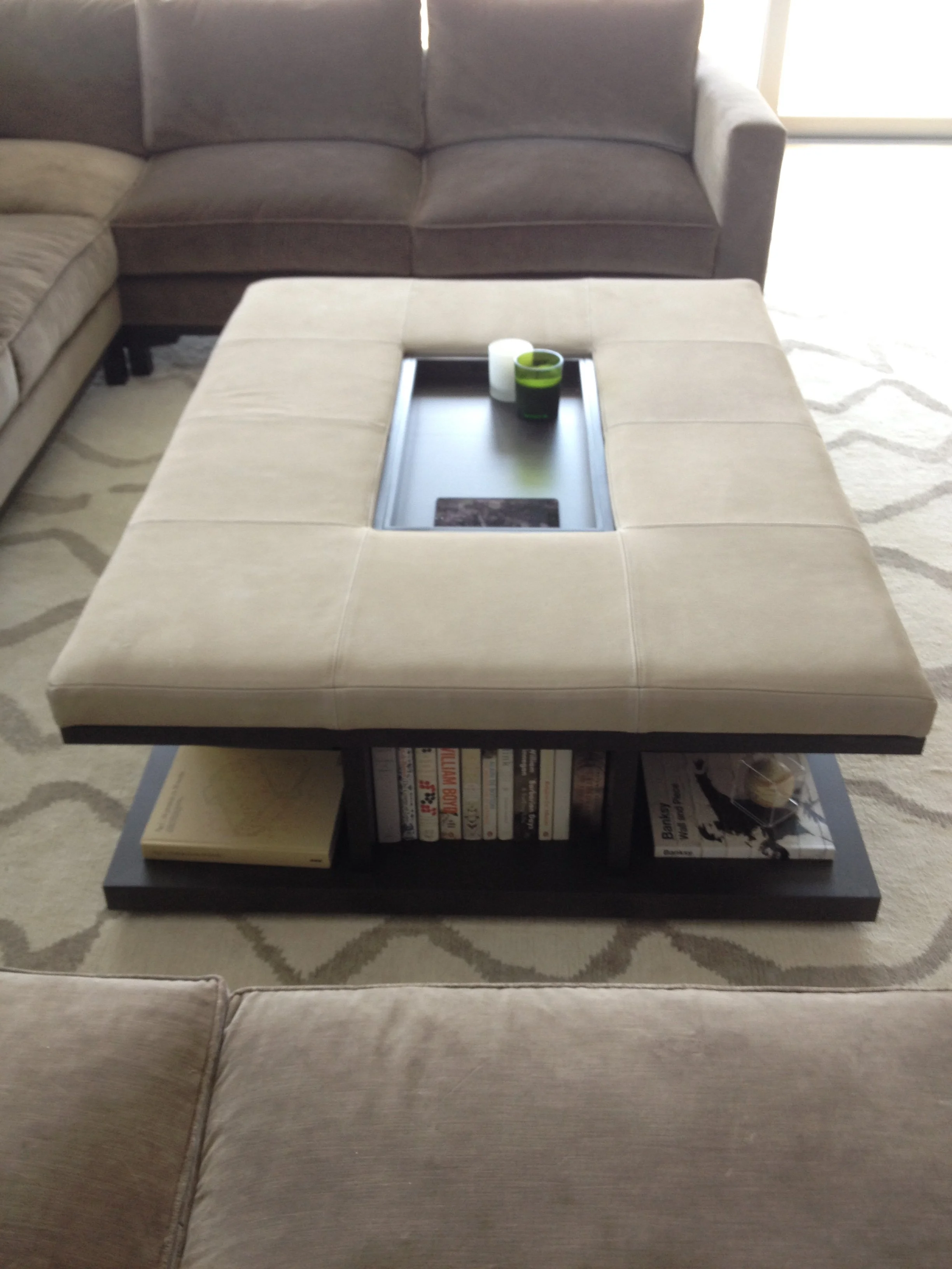 Ottoman coffee table living room Holland Green apartment