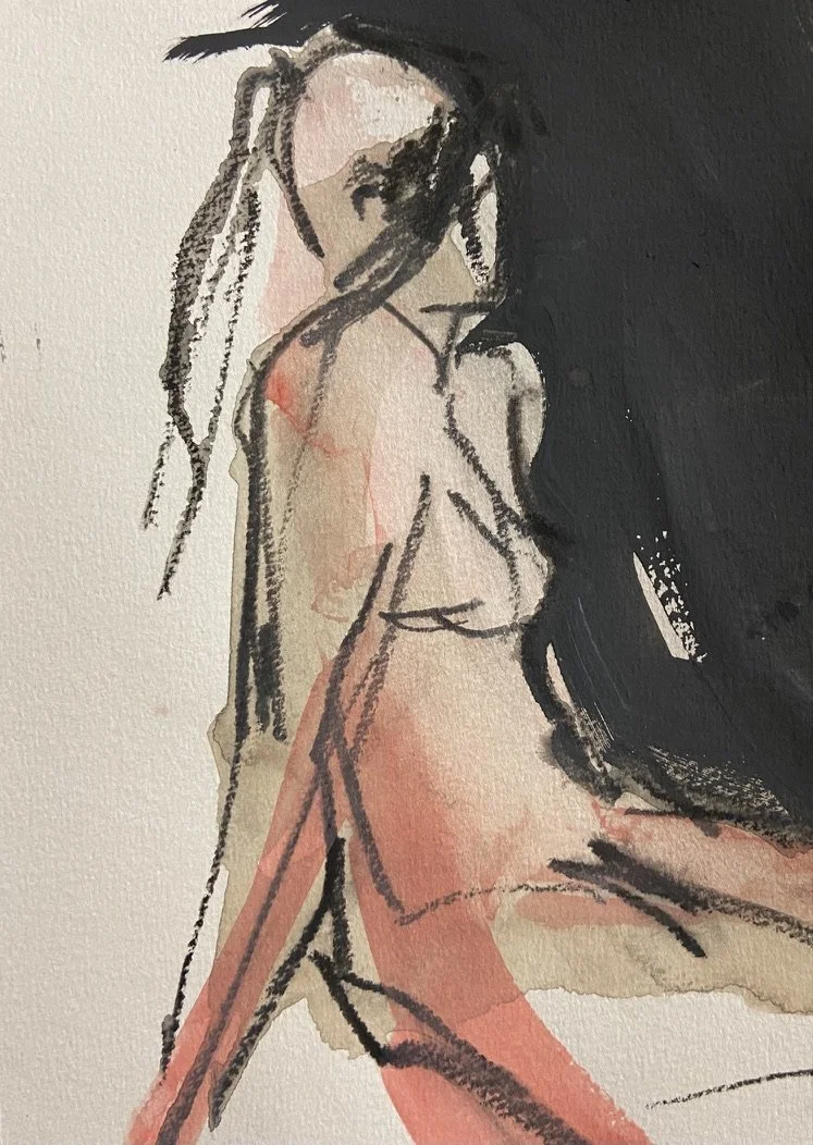 Tusche auf Gouache