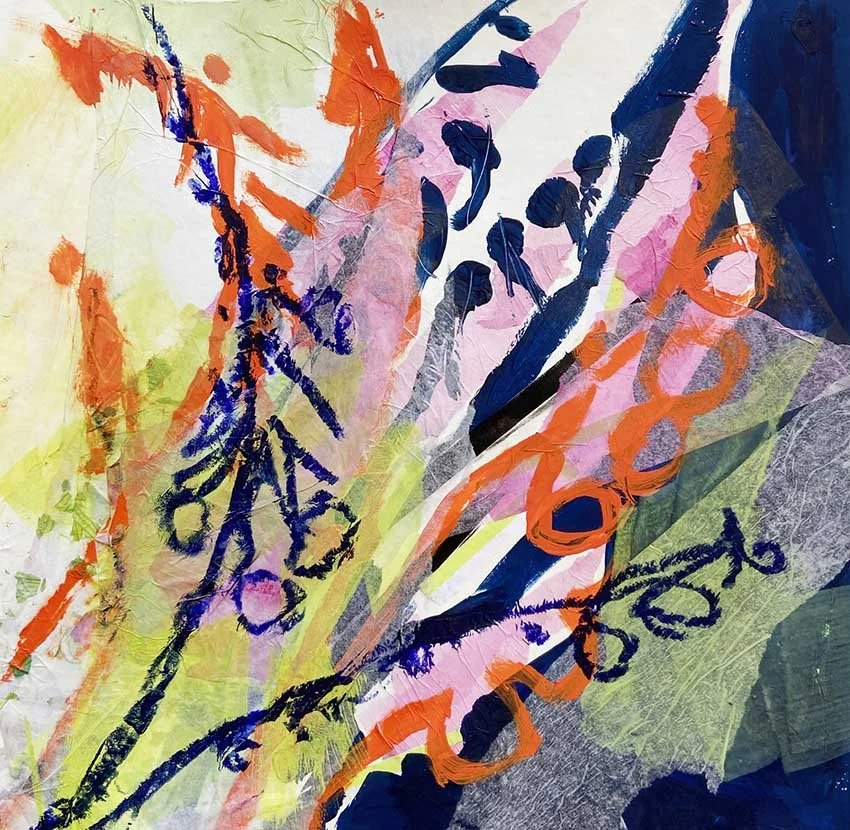 Fingerhut | Gouache, Collage, 40x40 cm