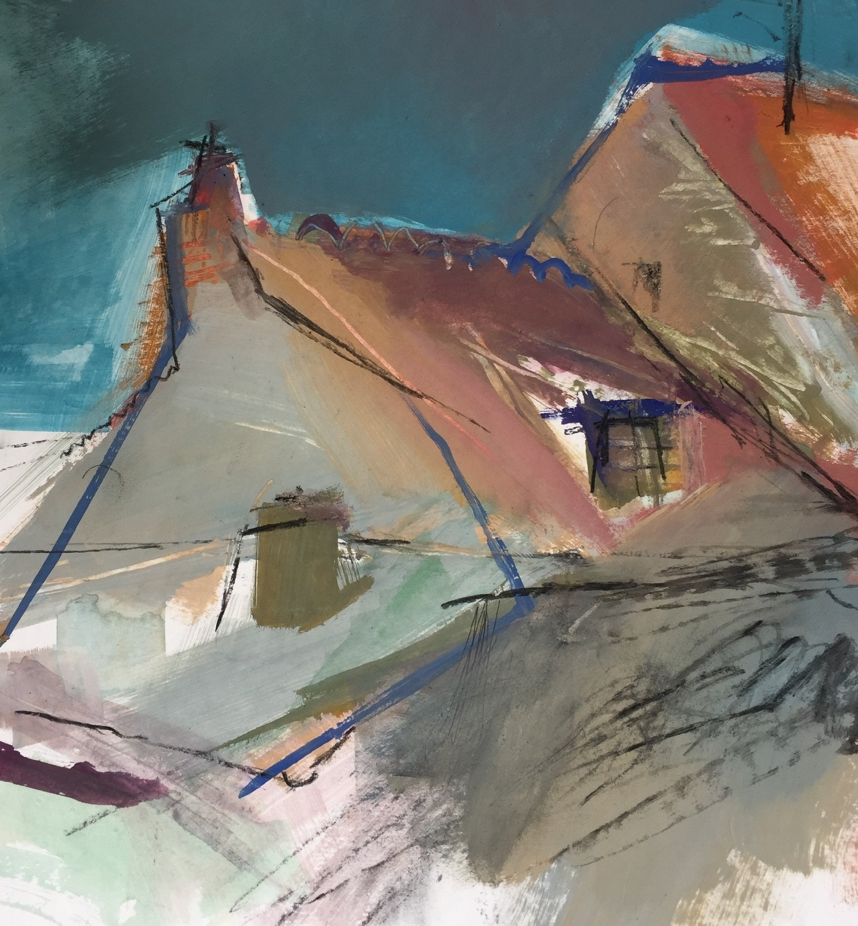 Burgund, Maison | Gouache 40x40 cm