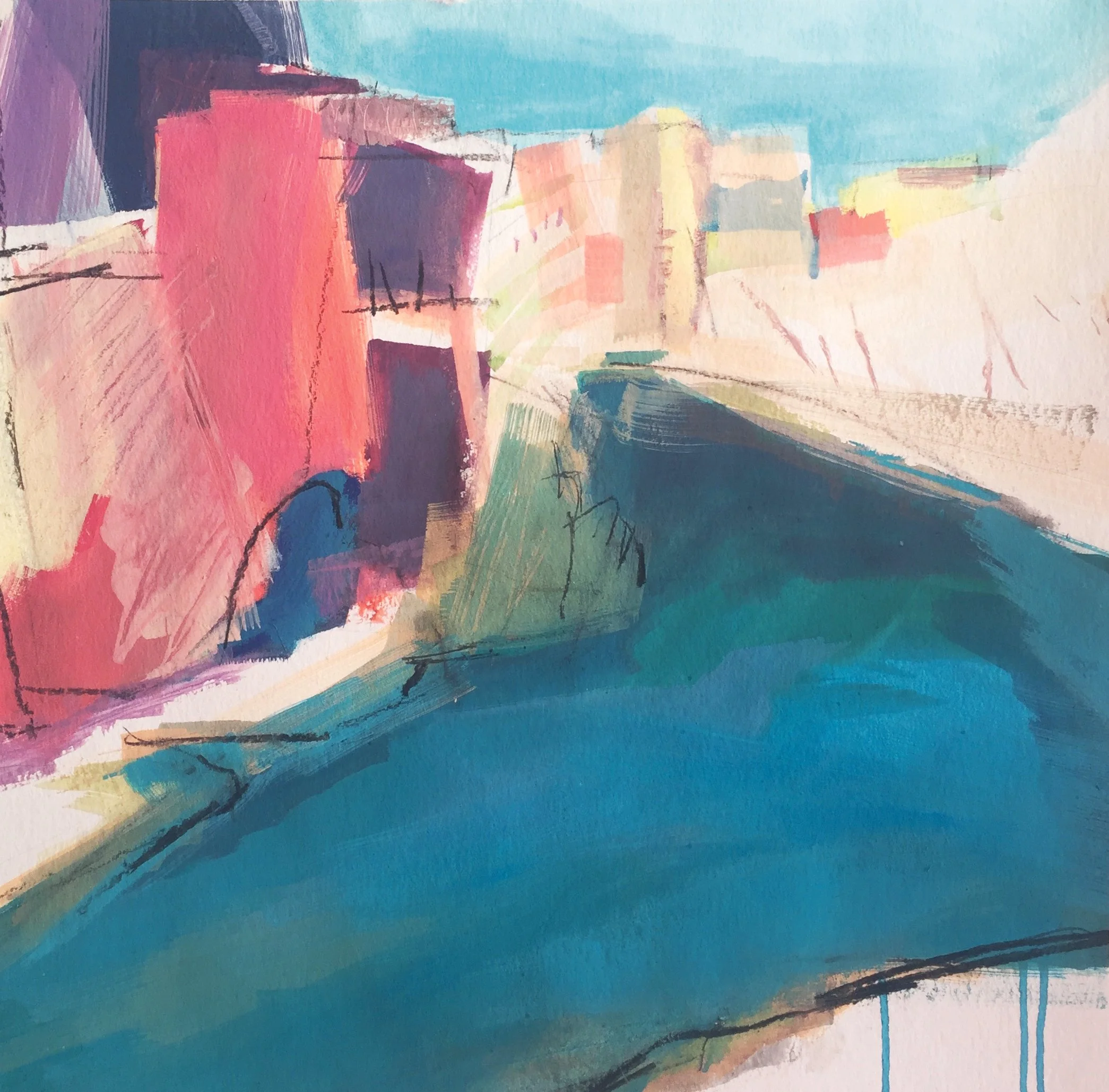 Mallorca, Cala Figuera | Gouache 45x45 cm
