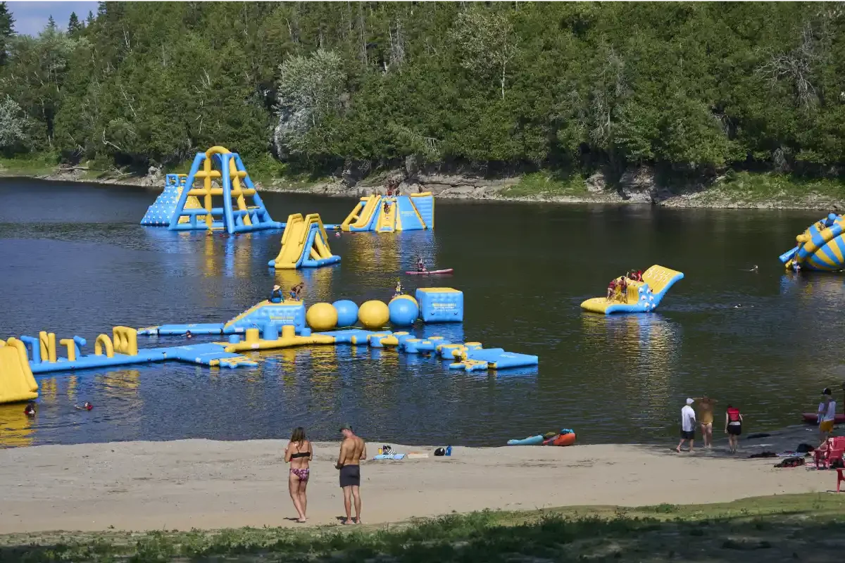 An image of the inflatable waterpark at Wilderness Tours Resort