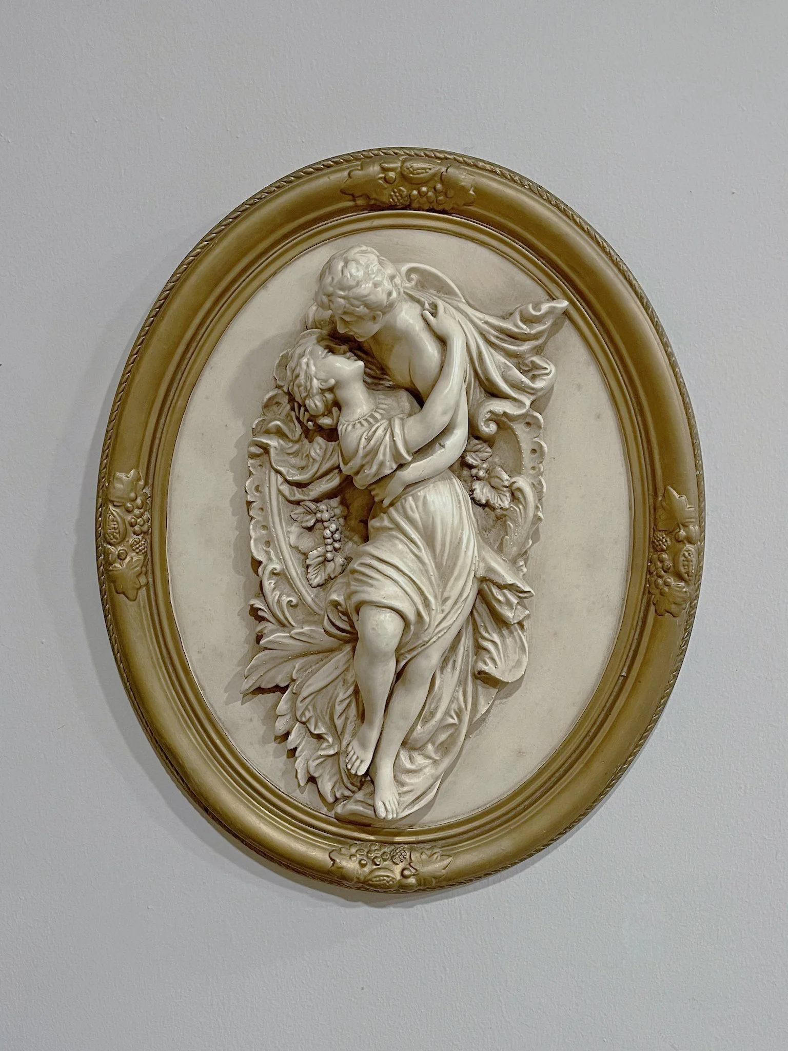 (Set of 2) Vintage Neoclassical Sculptural Relief Wall Panels