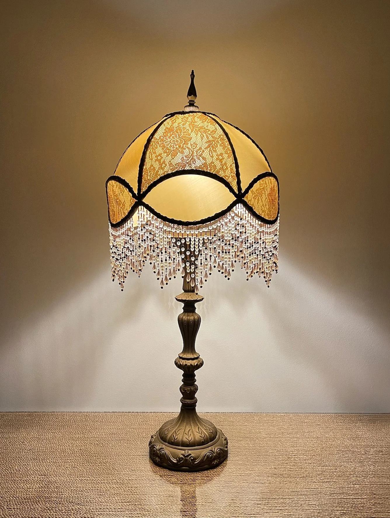 Vintage Hollywood Regency Beaded Fringe Lamp