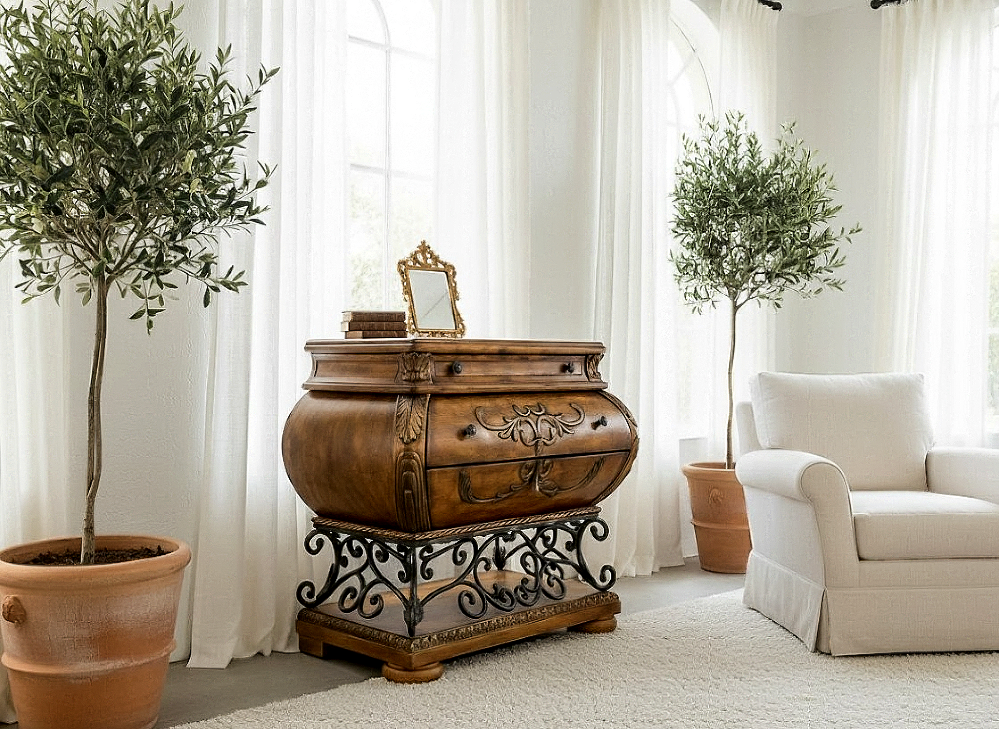 Vintage Mediterranean Bombé Chest