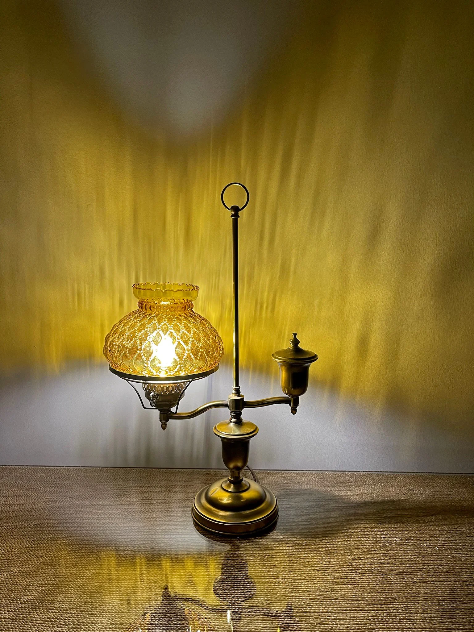 Vintage Amber Glass Accent Lamp