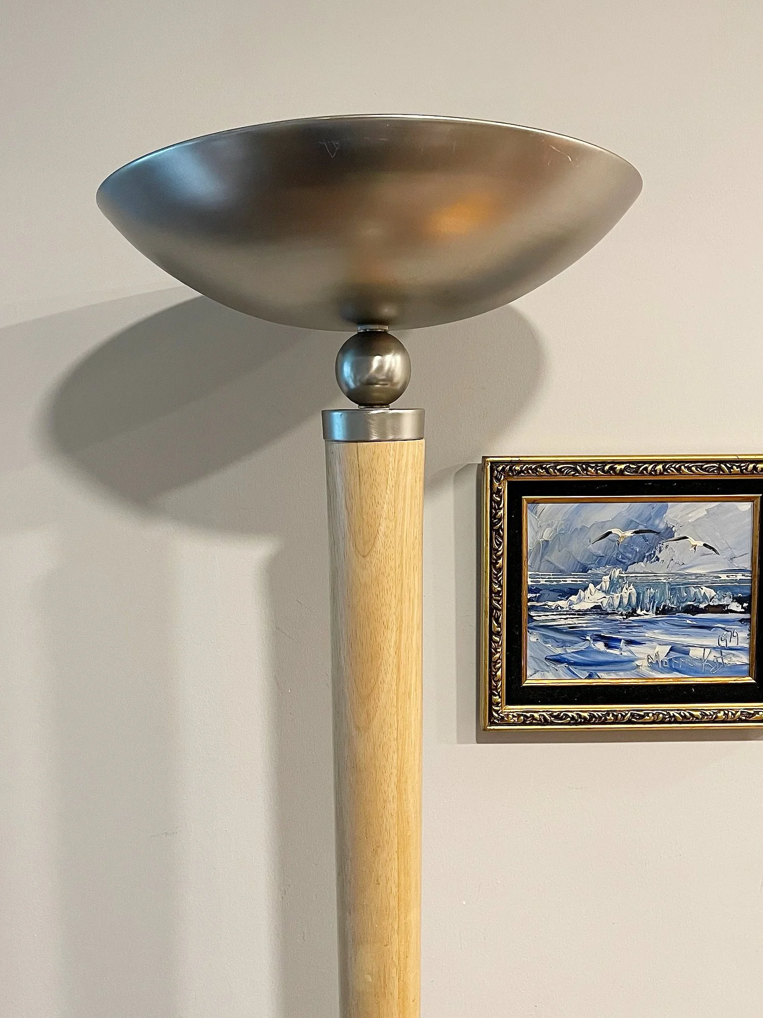Vintage Postmodern Metal Torchiere Floor Lamp