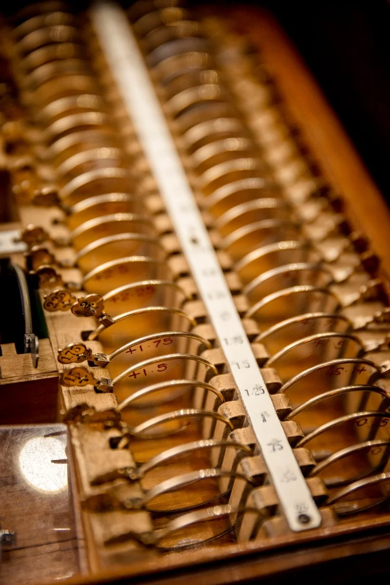 High quality lenses used during a clinical eye examination at Prof. Christian French - Consulting Neuro-Optometrist.