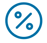 Percent discount icon inside a circle.