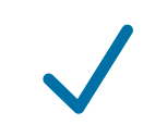Blue checkmark icon on a white background.