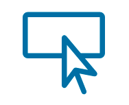 A computer mouse cursor clicking on a rectangular button or link.