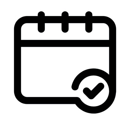 Calendar icon with a checkmark inside a circle