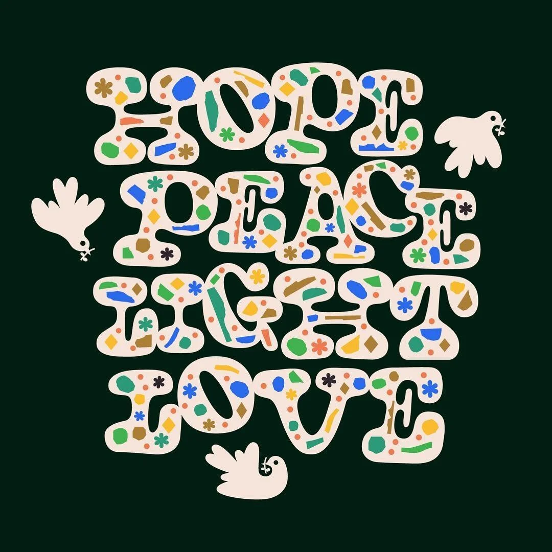 Hope Peace Light Love - Damien Correll with Bird Brooklyn
