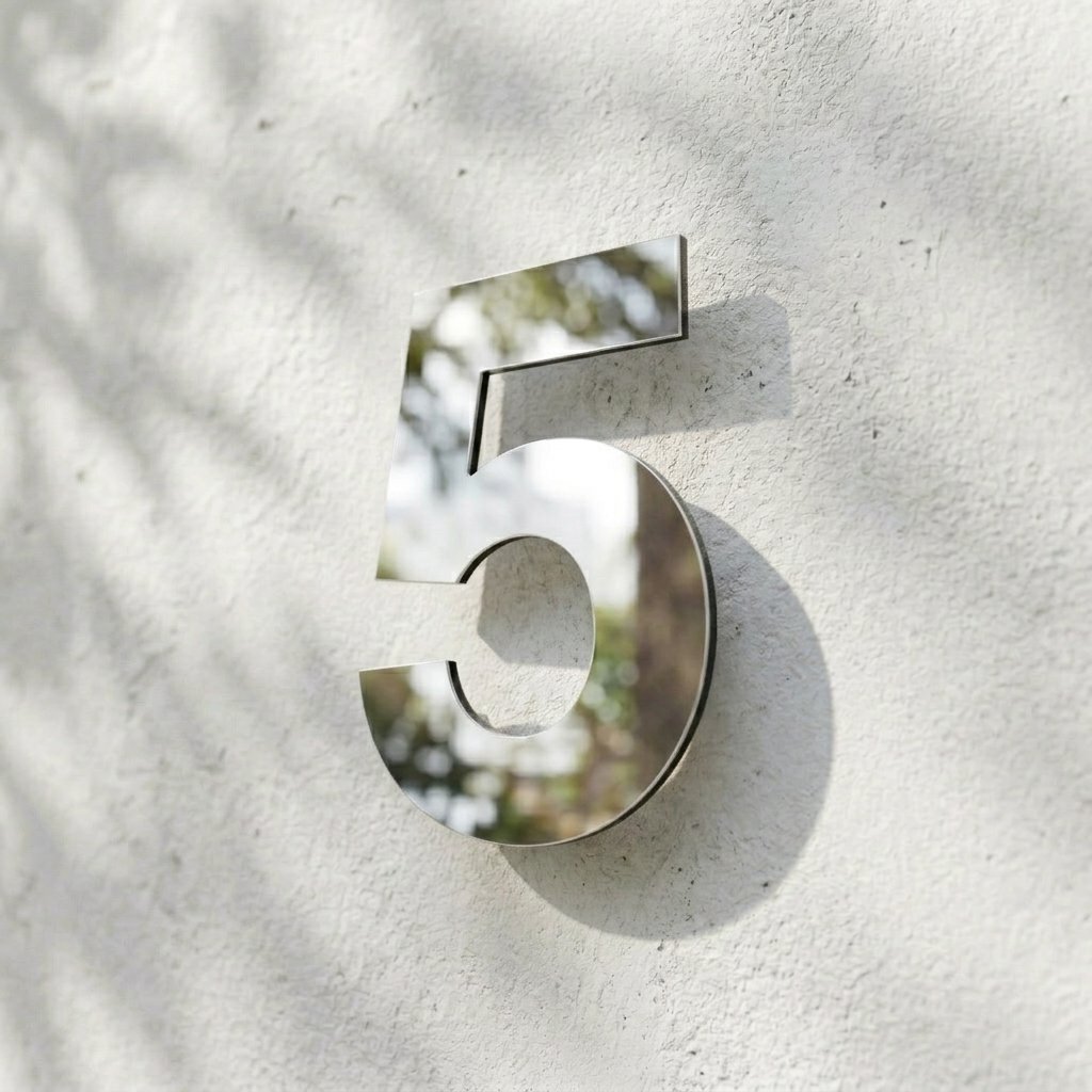 Hausnummer aus poliertem Edelstahl – Spiegelglanz-Oberfläche