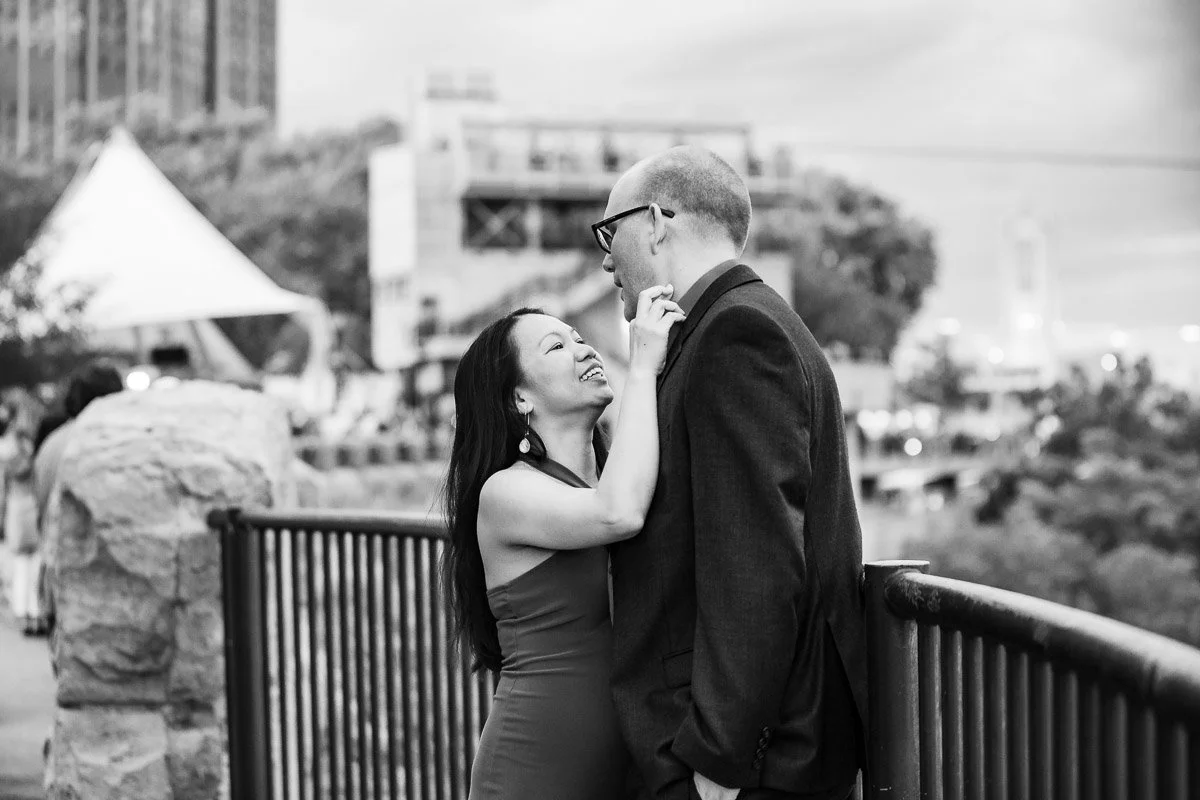 couple enjoying an intimate conversation at Niagara Falls