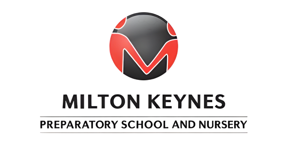 Logo of Milton Keynes Preparator Ysgol Land Nursery with a black and red circular emblem featuring a stylized 'M'.