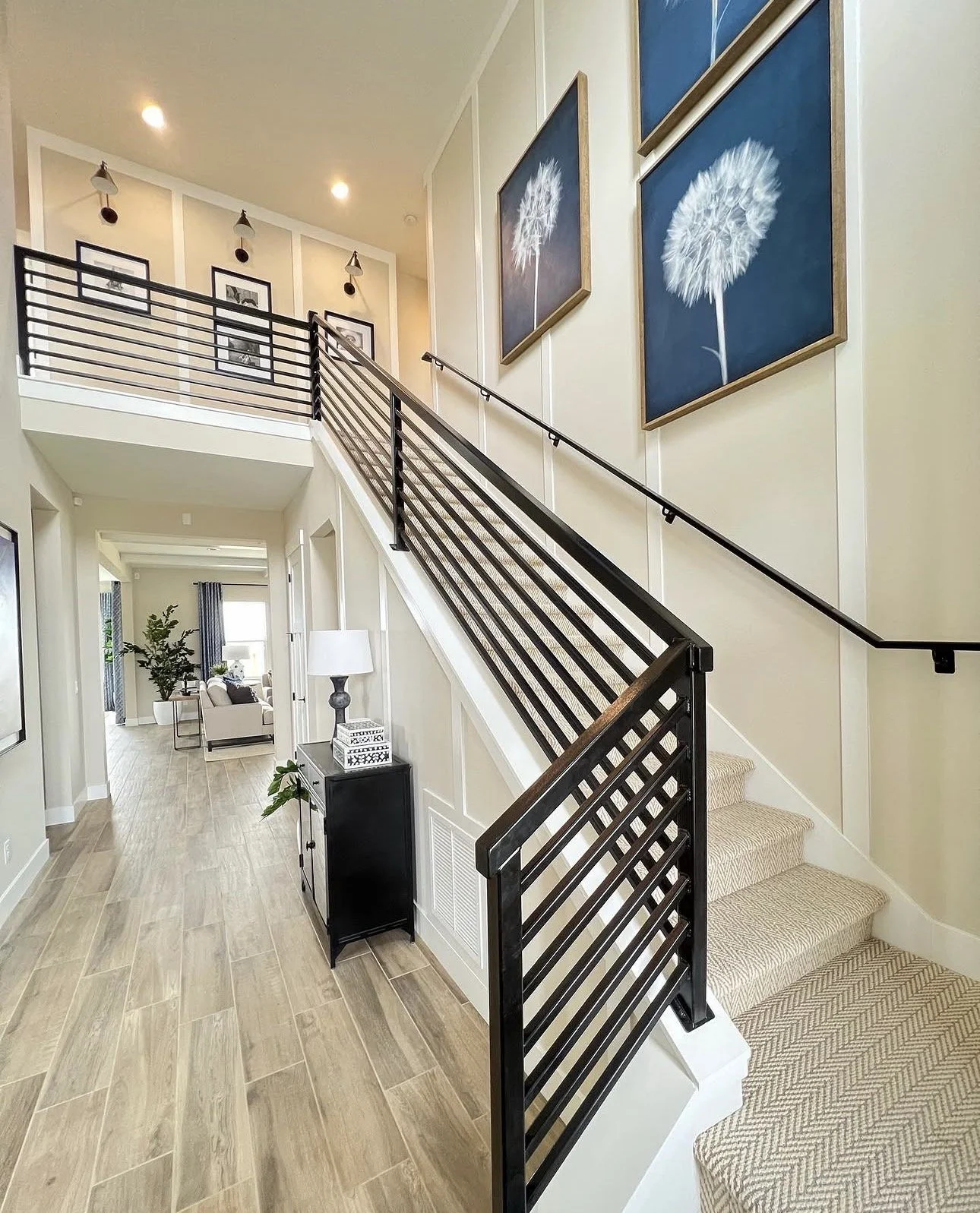 Board and batten and metal railing