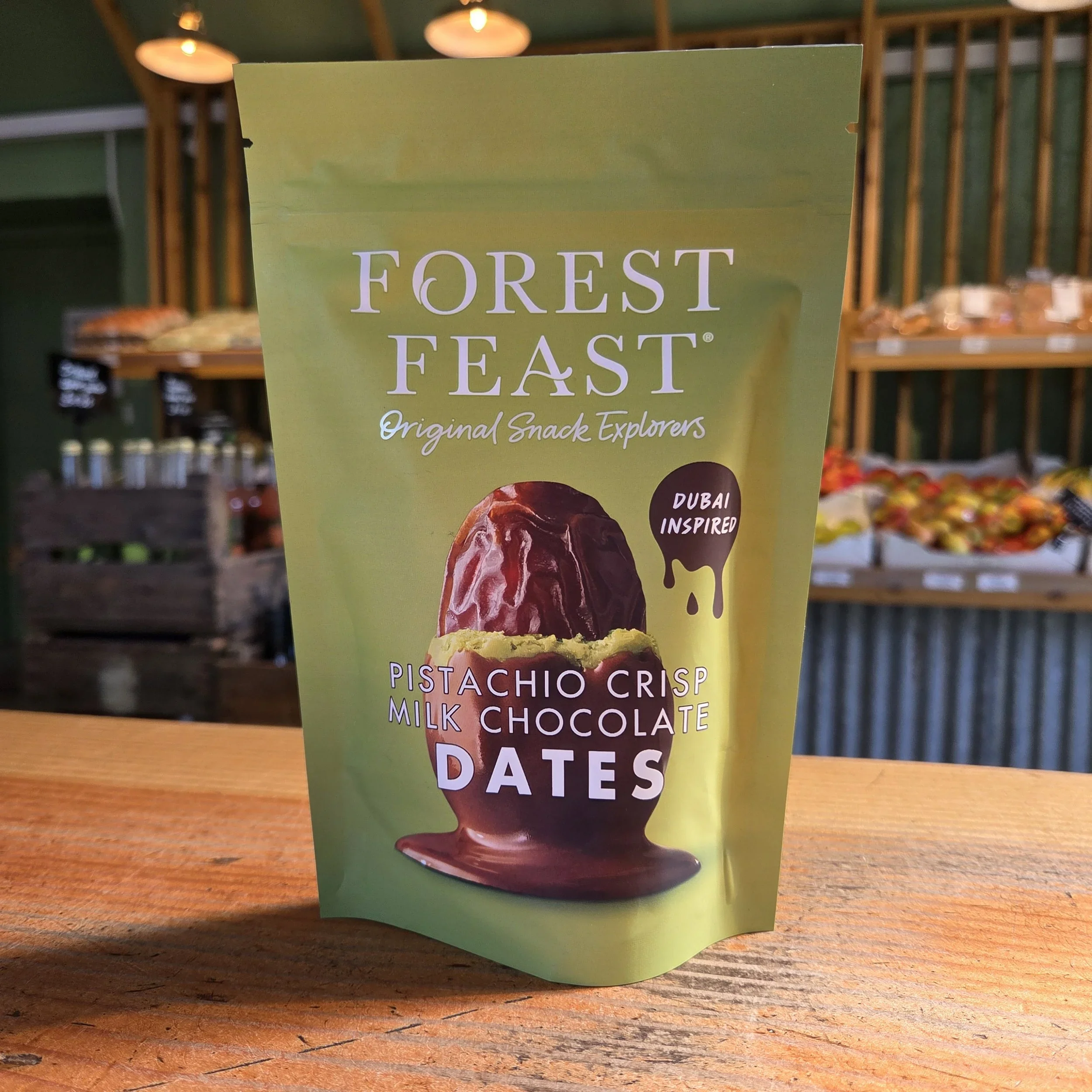 Forest Feast Pistachio Crisp Chocolate Dates