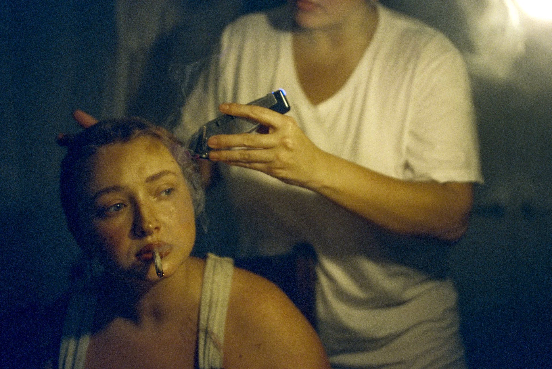 Christian has her head shaved by Jasmine - Photographed by Quintavius Oliver, Atlanta Photographer with a Mamiya 7II + 43mm F/4.5 + Cinestill 800T