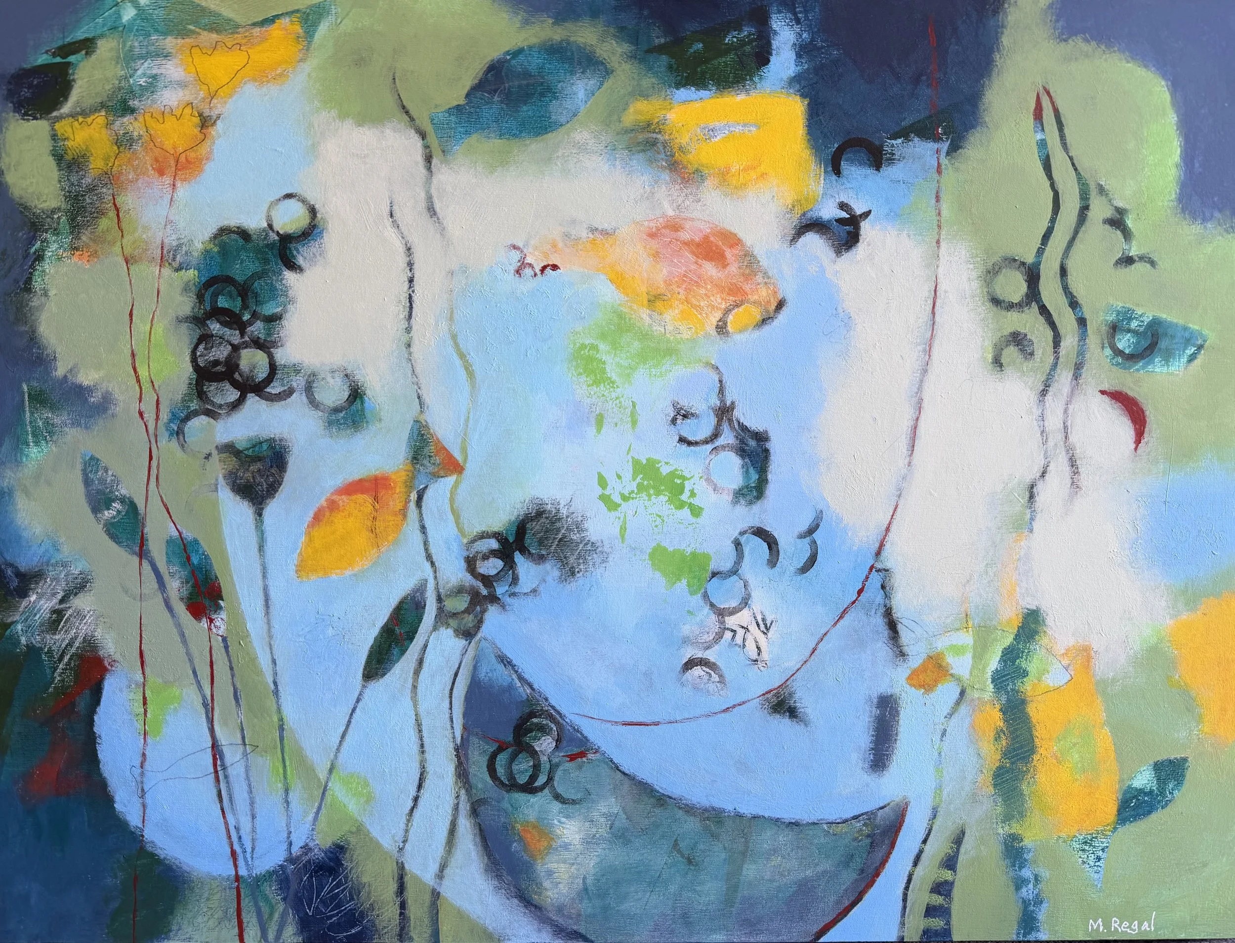 Fishbowl  |  24" x 18"  |  acrylic and pencil on board  |  $650