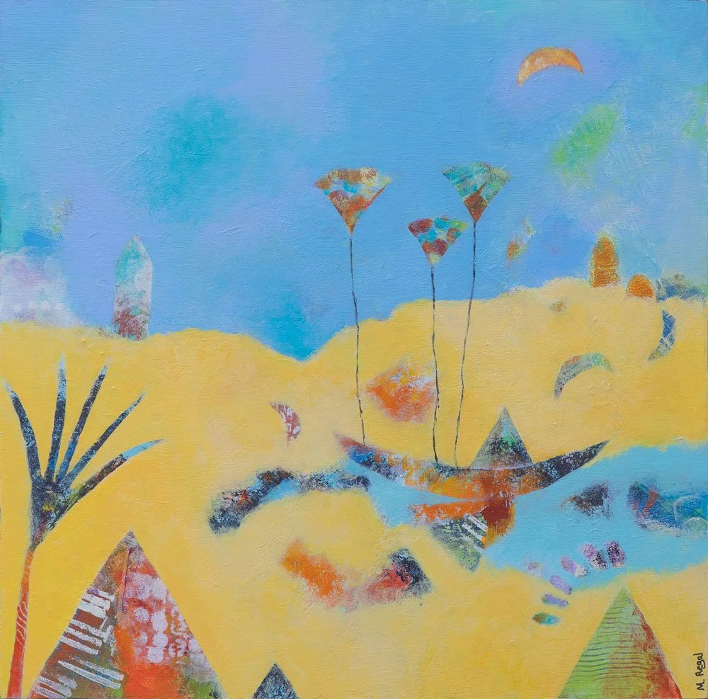 My Egypt  |  18" x 18"  |  acrylic and collage on board  |  $600
