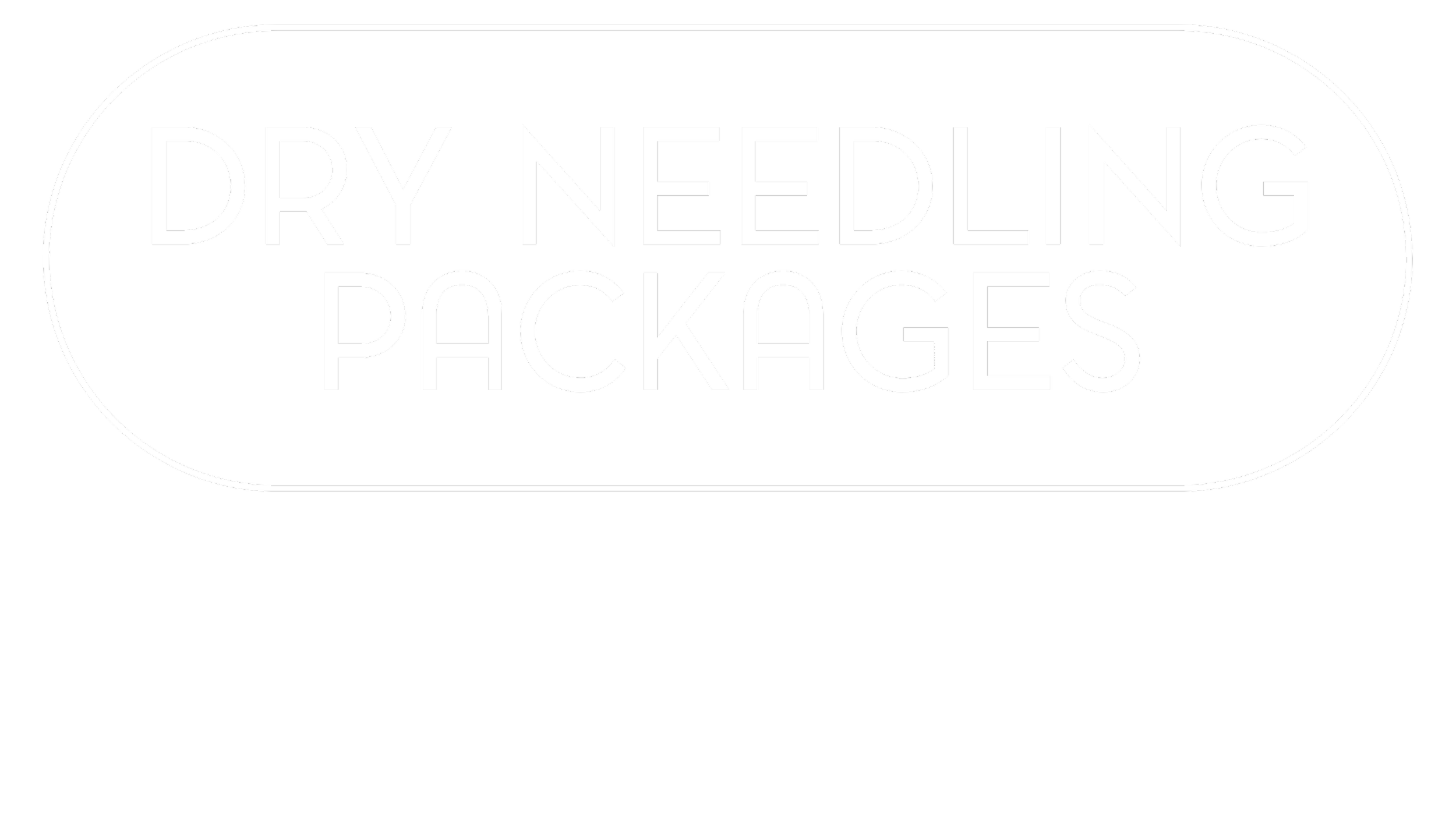 Signboard for dry needling packages with white text on a black background