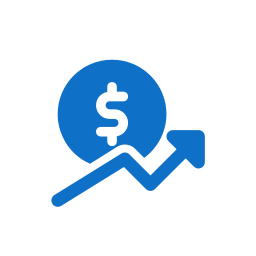 Icon of a dollar sign inside a circle with an upward trending arrow indicating financial growth or increase