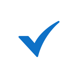 Blue checkmark inside a black circle