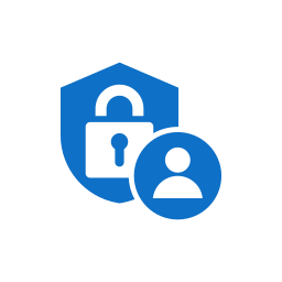 Security shield with a padlock and a user icon