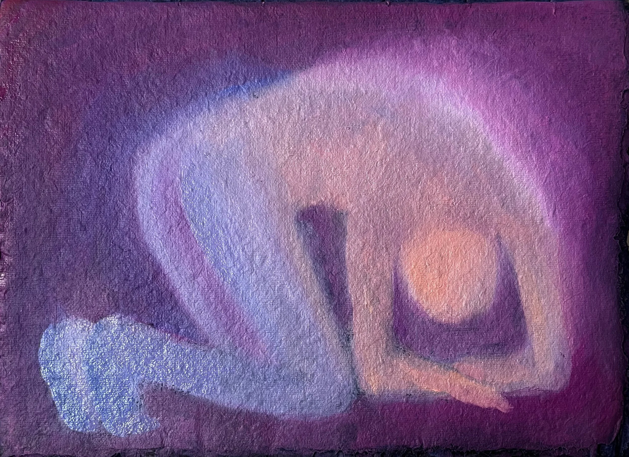 Glow (2024) - Oil on Indigo-Dyed Cotton Paper