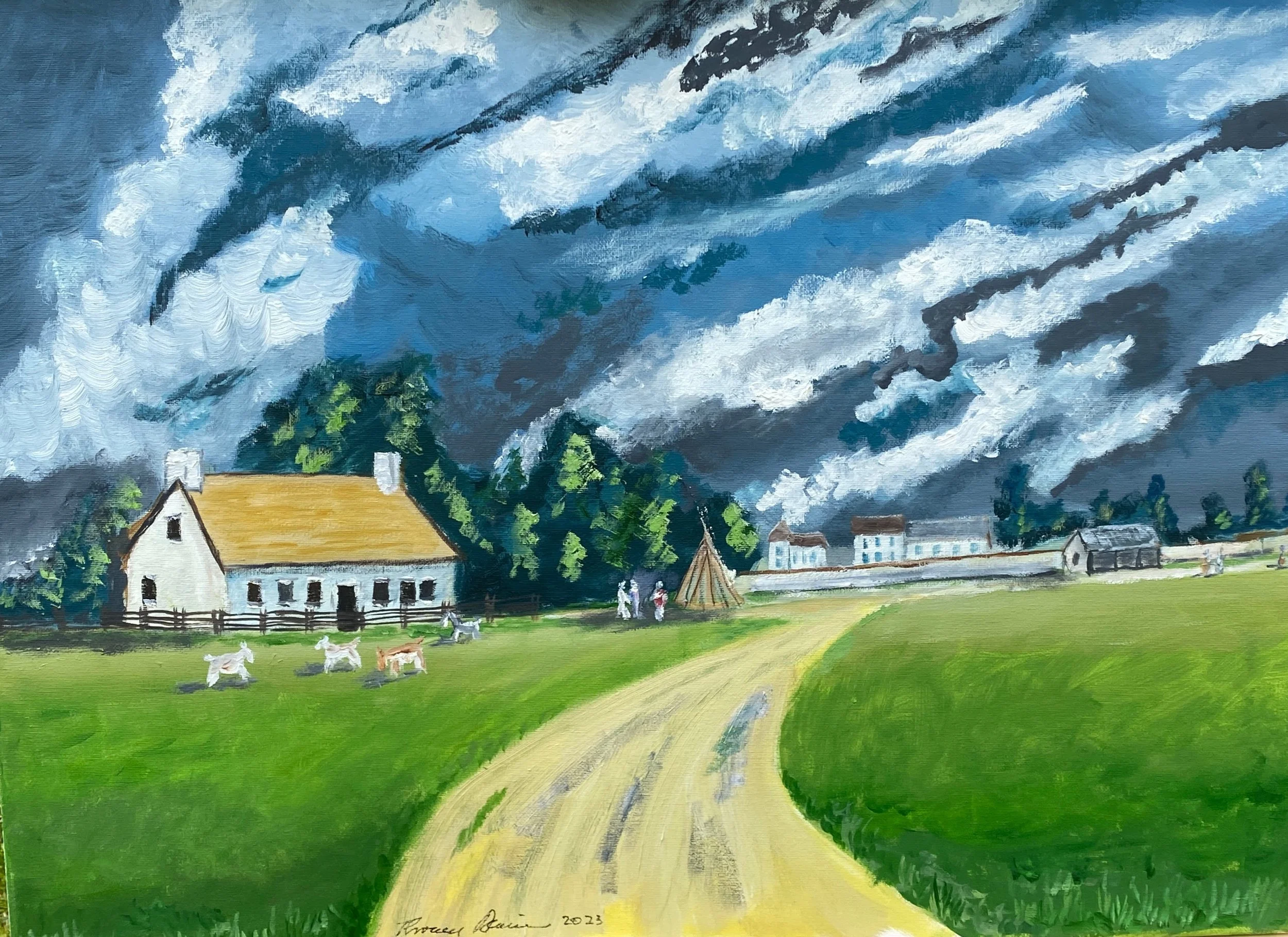 Storm at Fort Gary Manitoba  Oil on Canvas  24"x18"x0.75"  $400