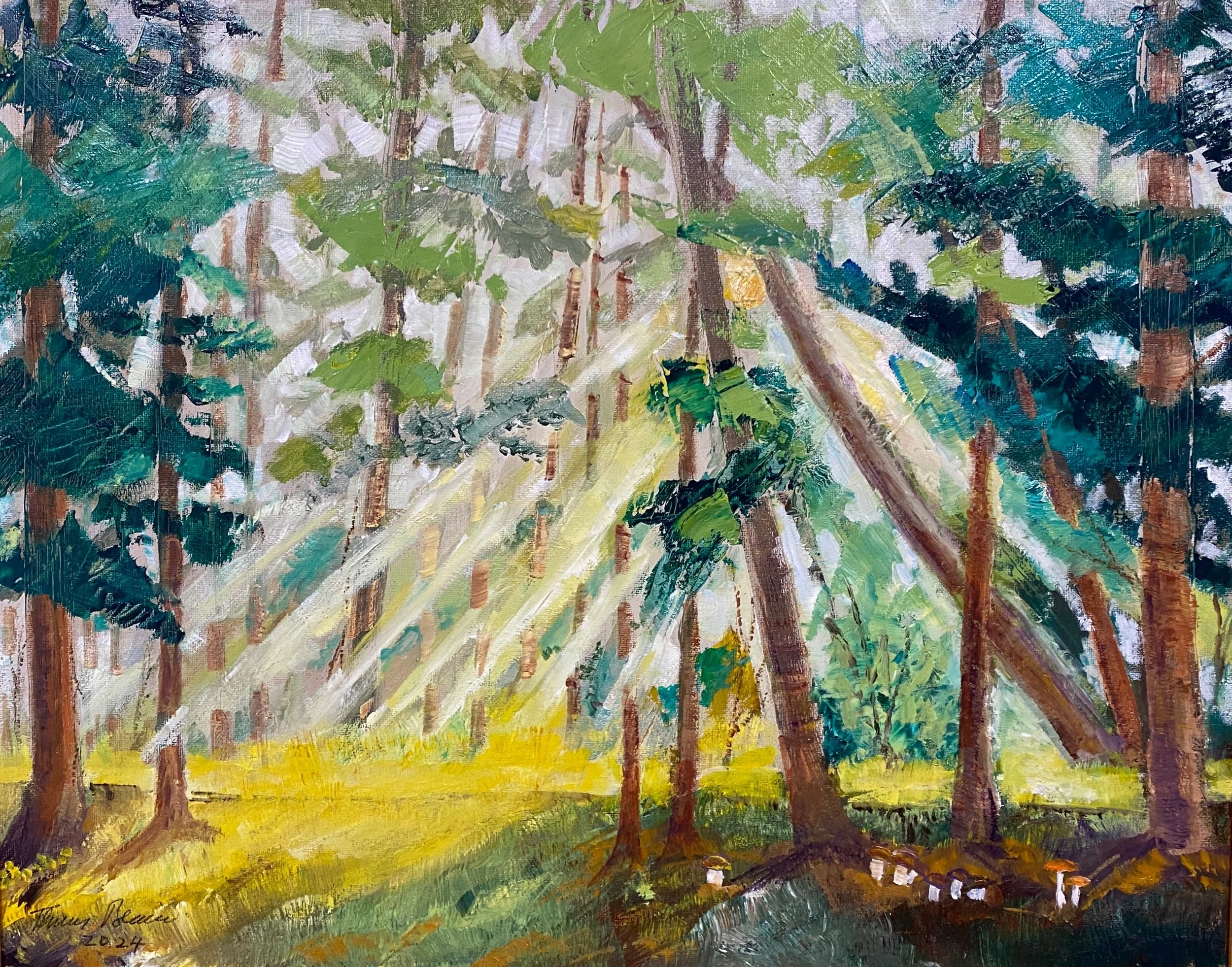 Sunbeam Through the Forest  Oil on Canvas 20"x16"x0.74"   $320