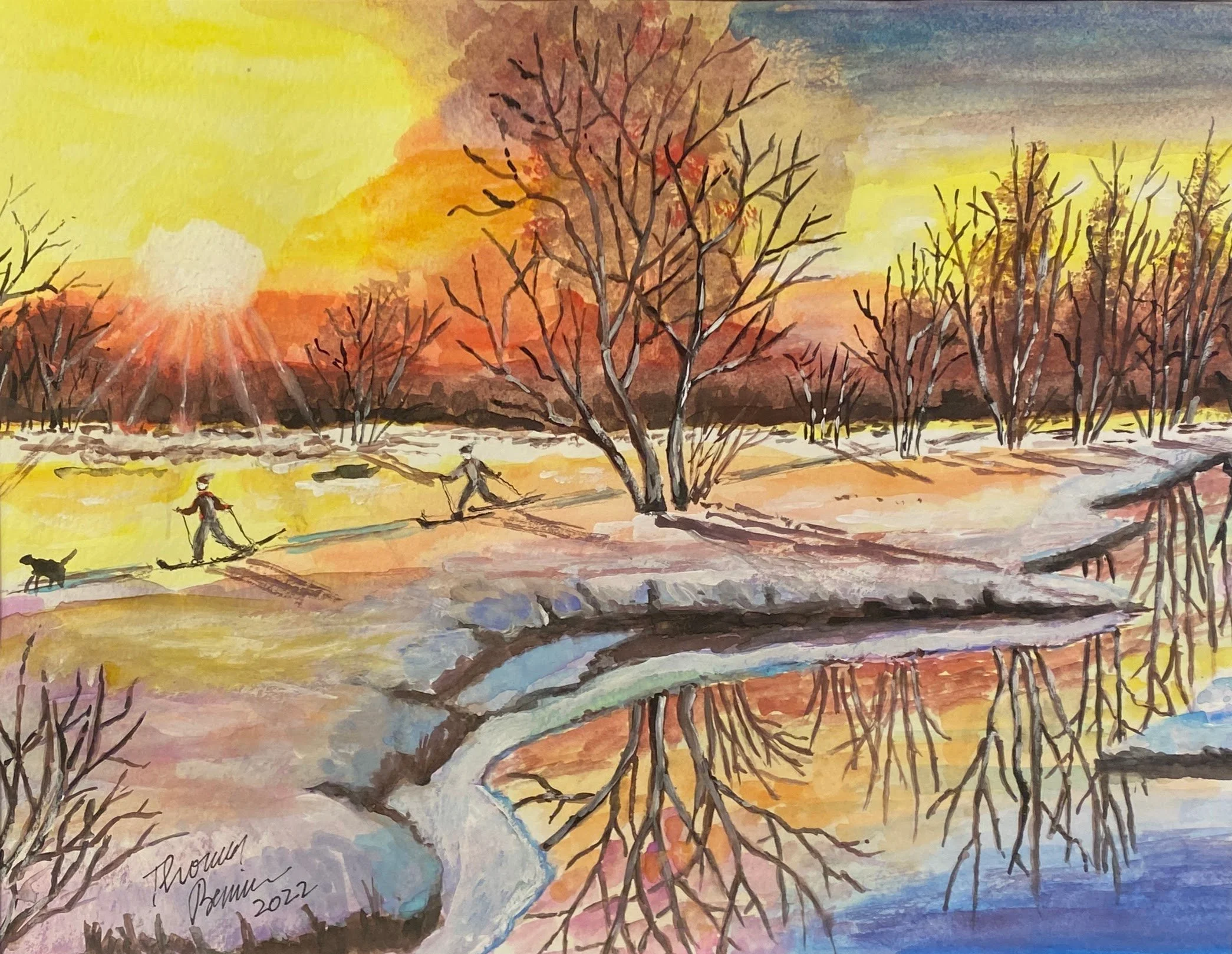 Skiers  Watercolour on Multimedia Paper  SOLD