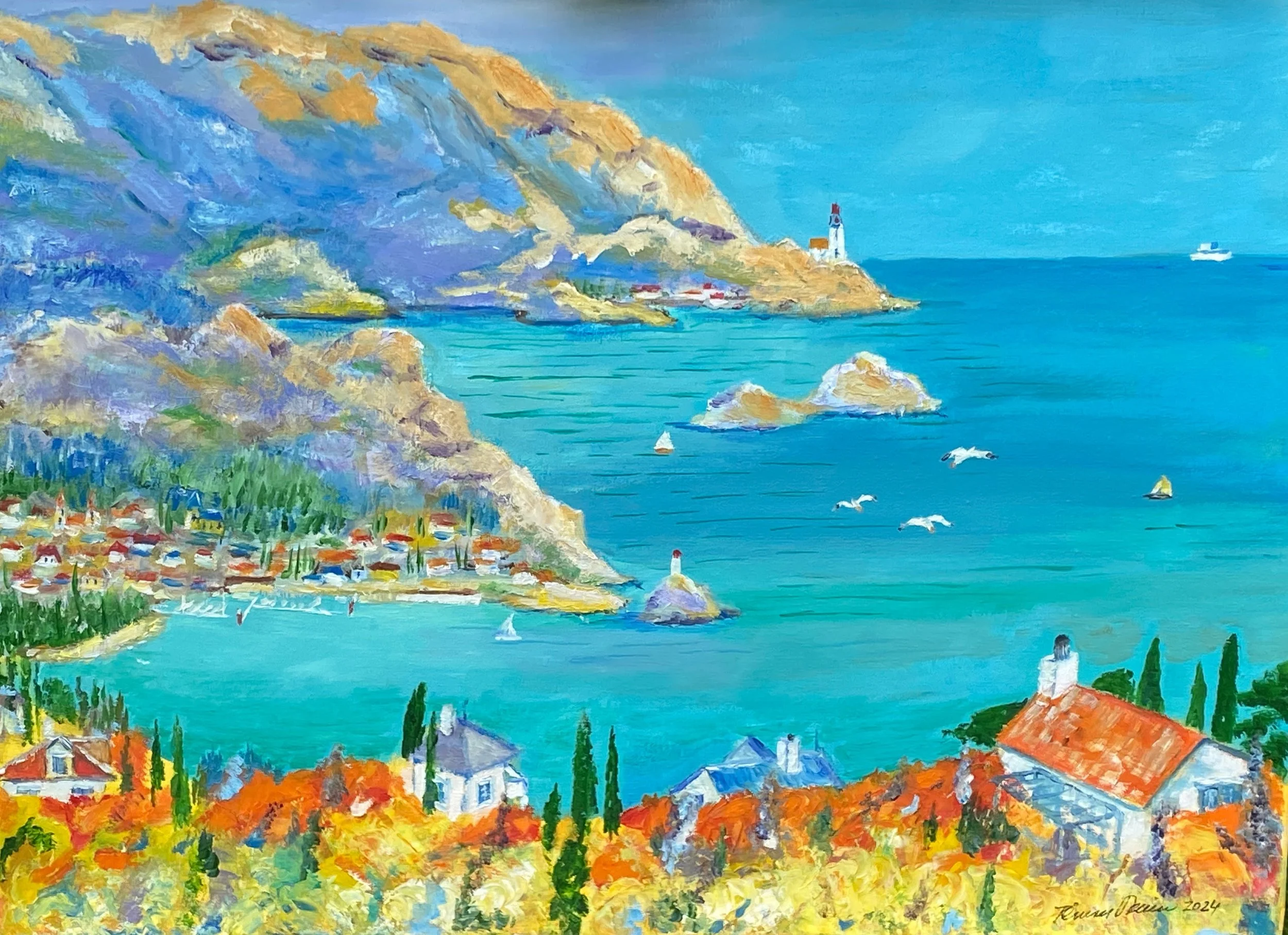 Mediterranean Coast     Oil on Canvas 24"x18"x0.75"  $400