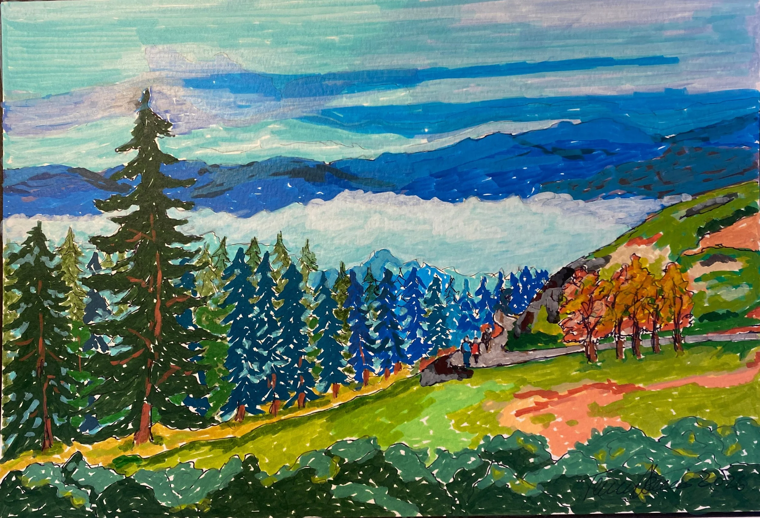 Mountain Hiking Trail
Acrylic Marker on Multi Media Paper 15"x11"
$150