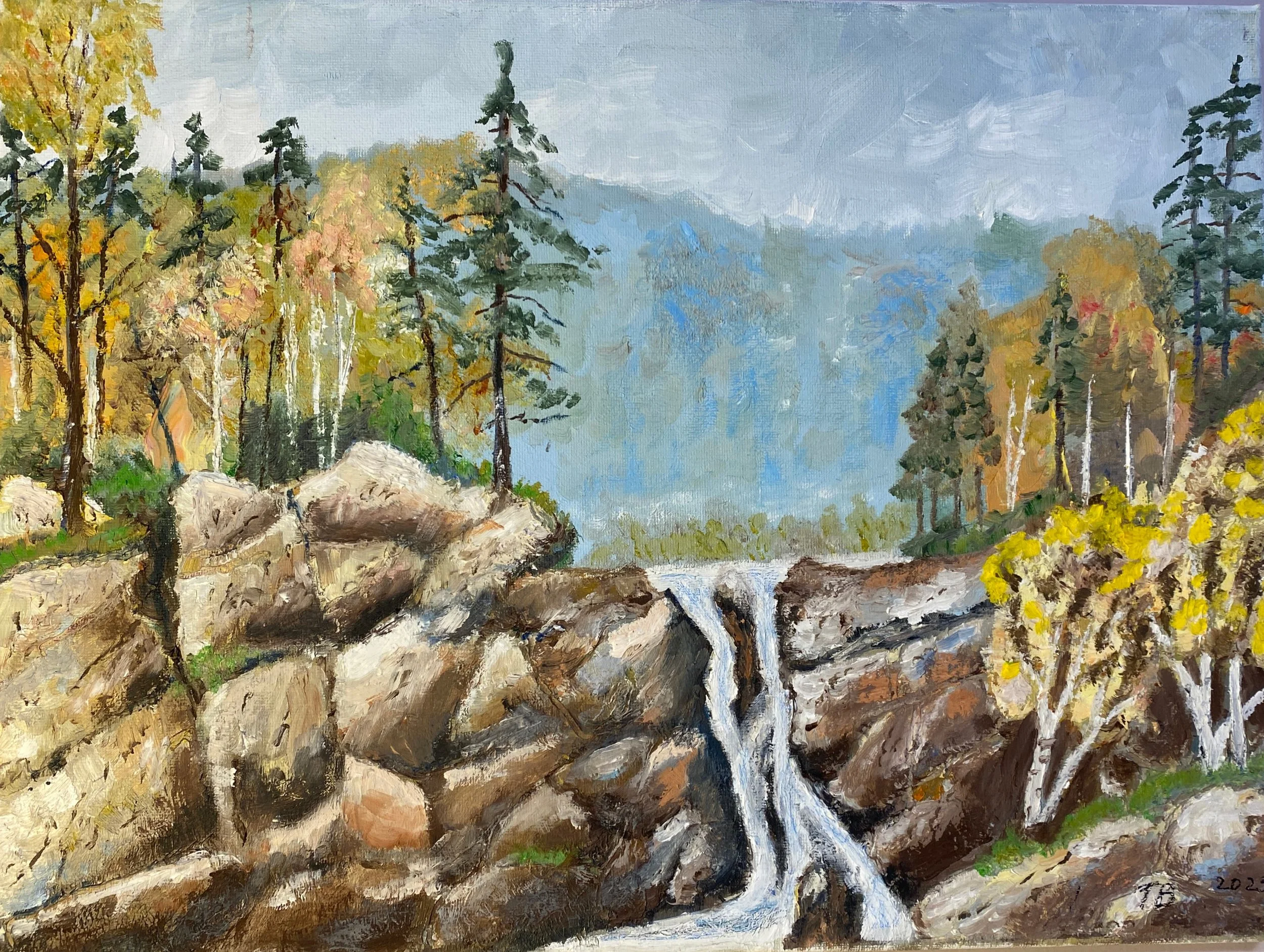 Overflow of Mountain Lake   Oil on Canvas 16"x12"x0.75"  $190