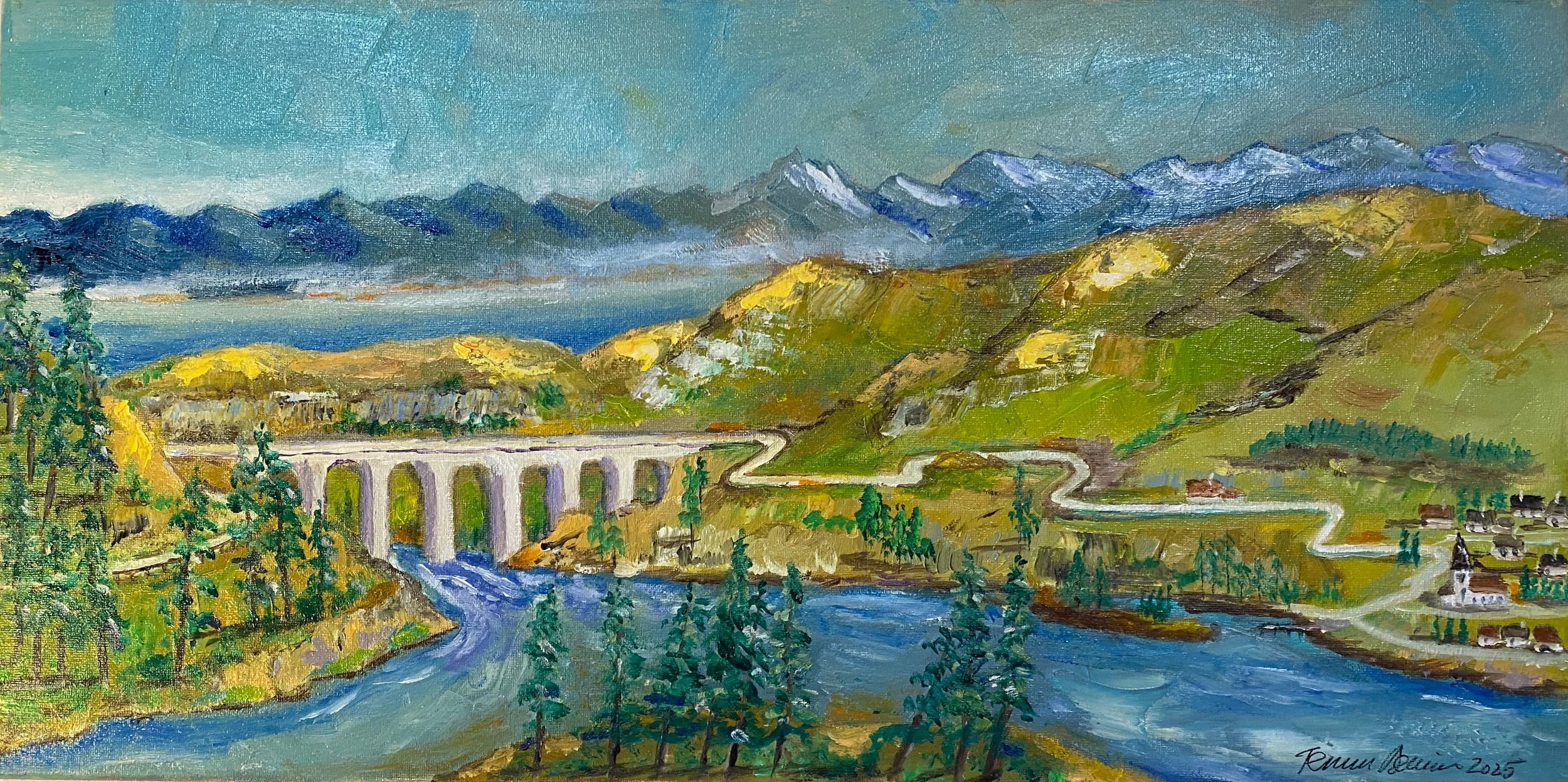 Viaduct  Oil on Canvas 24"x12"x0.75"  $290