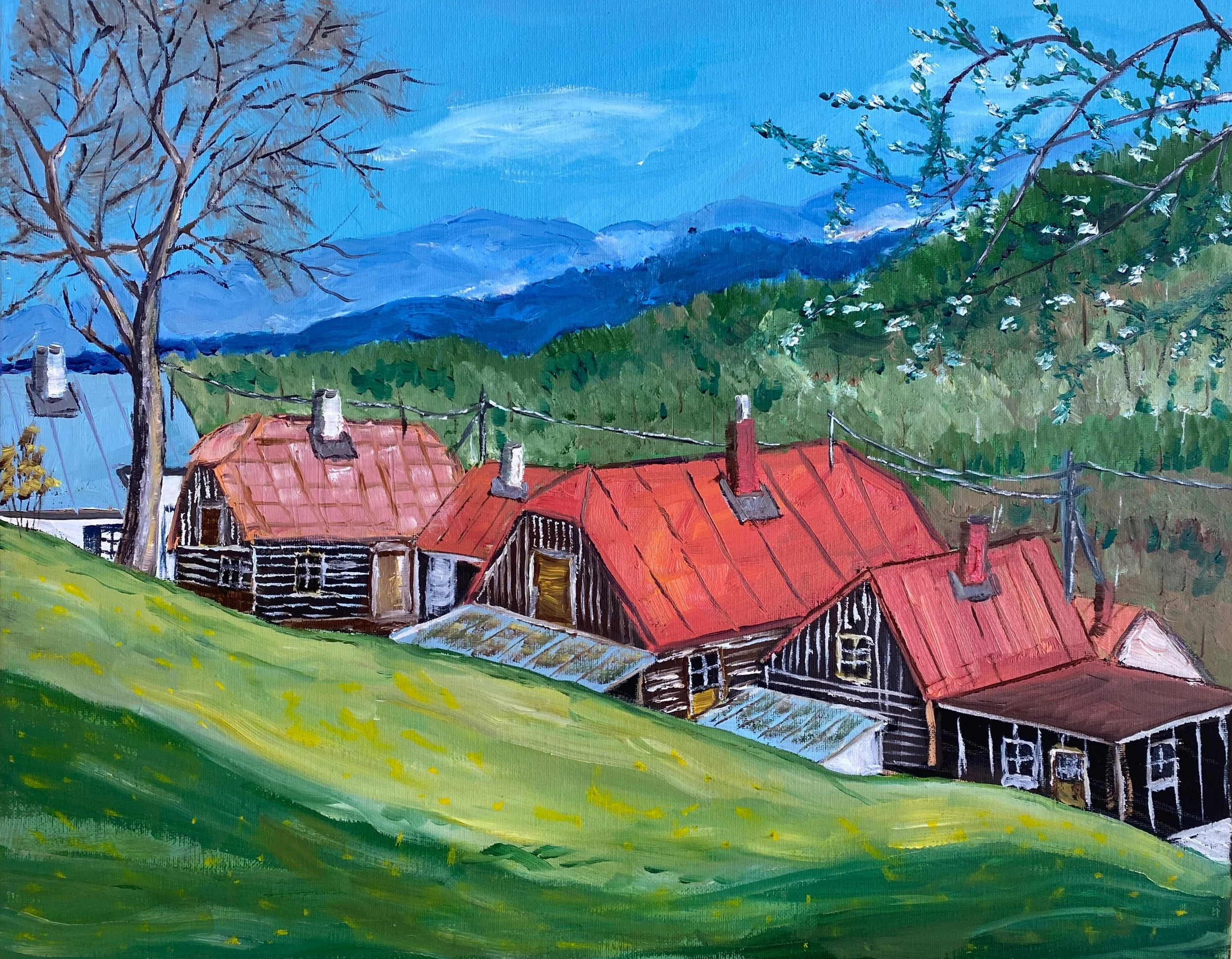 Slovak Mountain Village   Oil on Canvas 20"x16"X0.75"   $320