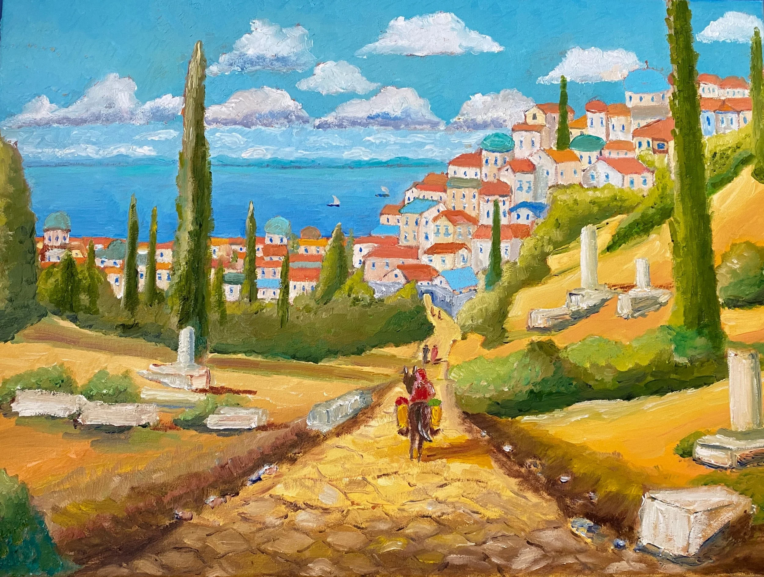 Roman Road to Brindisi, Italy   Oil on Canvas  24"x18"x0.75" $400