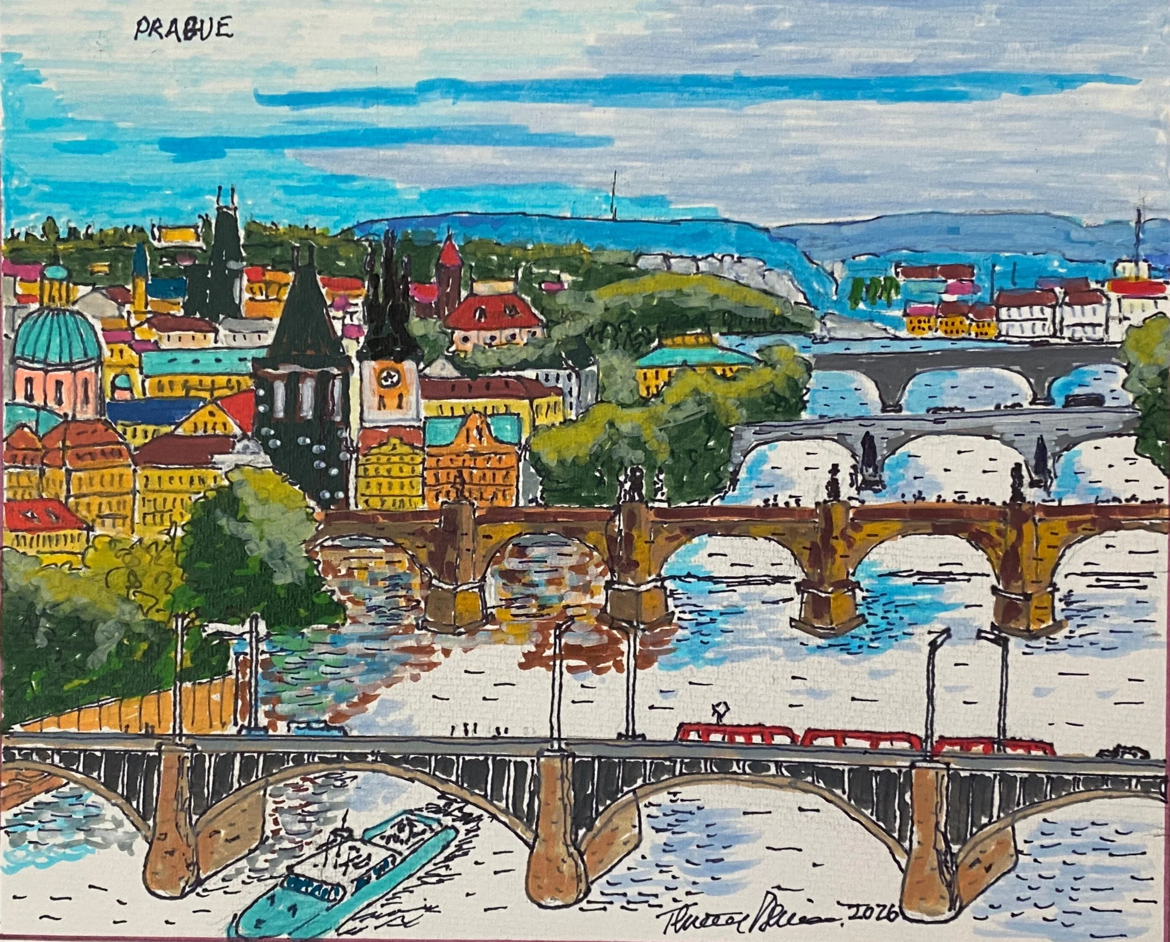Prague   Acrylic Marker on Multi Media Paper 10"x8"  $80