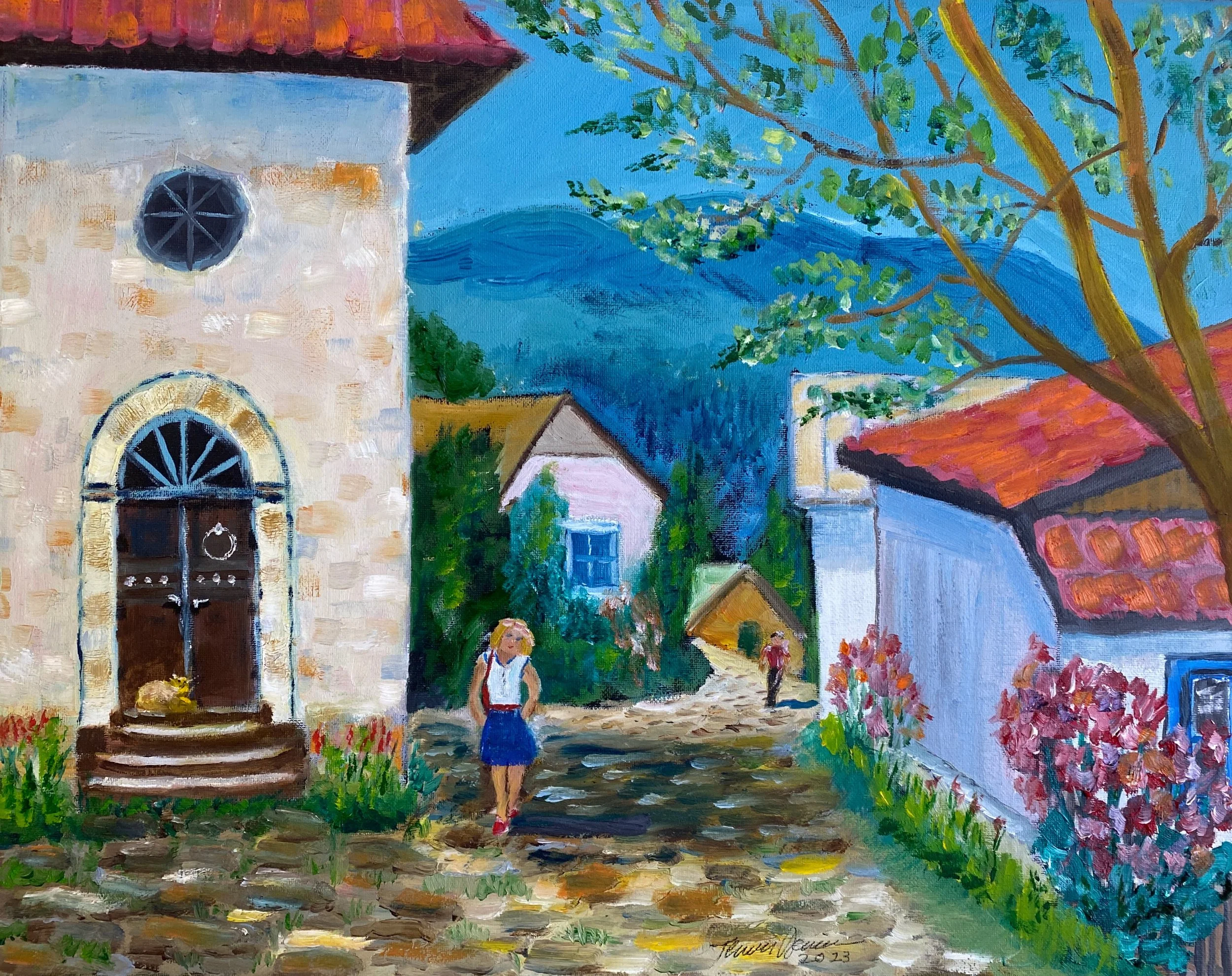 
Cat at the Monastery Door  Oil on Canvas  20"x16"x0.75"  $320