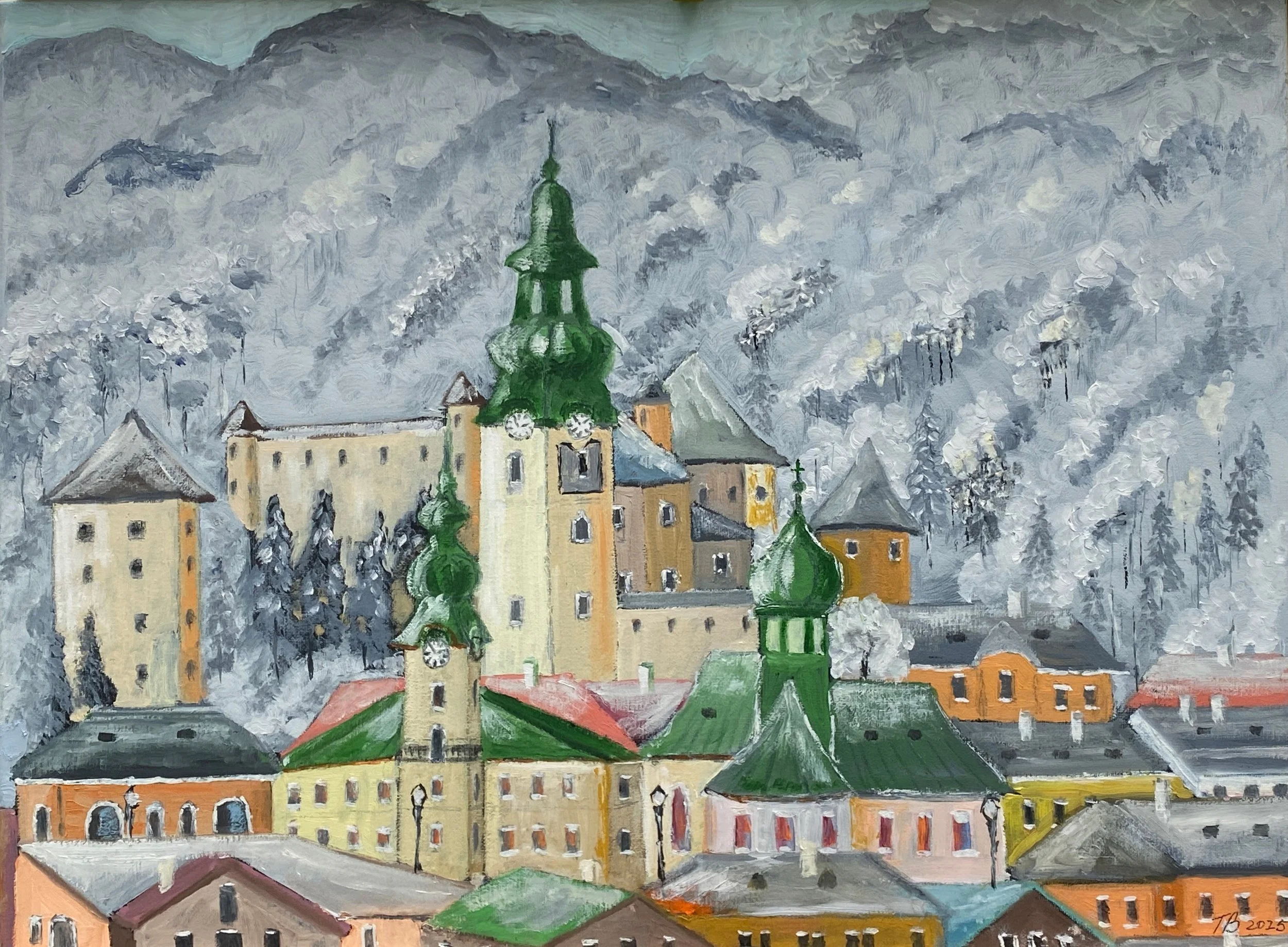 Hoar Frost Banska Stiavnica Slovakia  Oil on Canvas  24"x18"x0.75"  $400