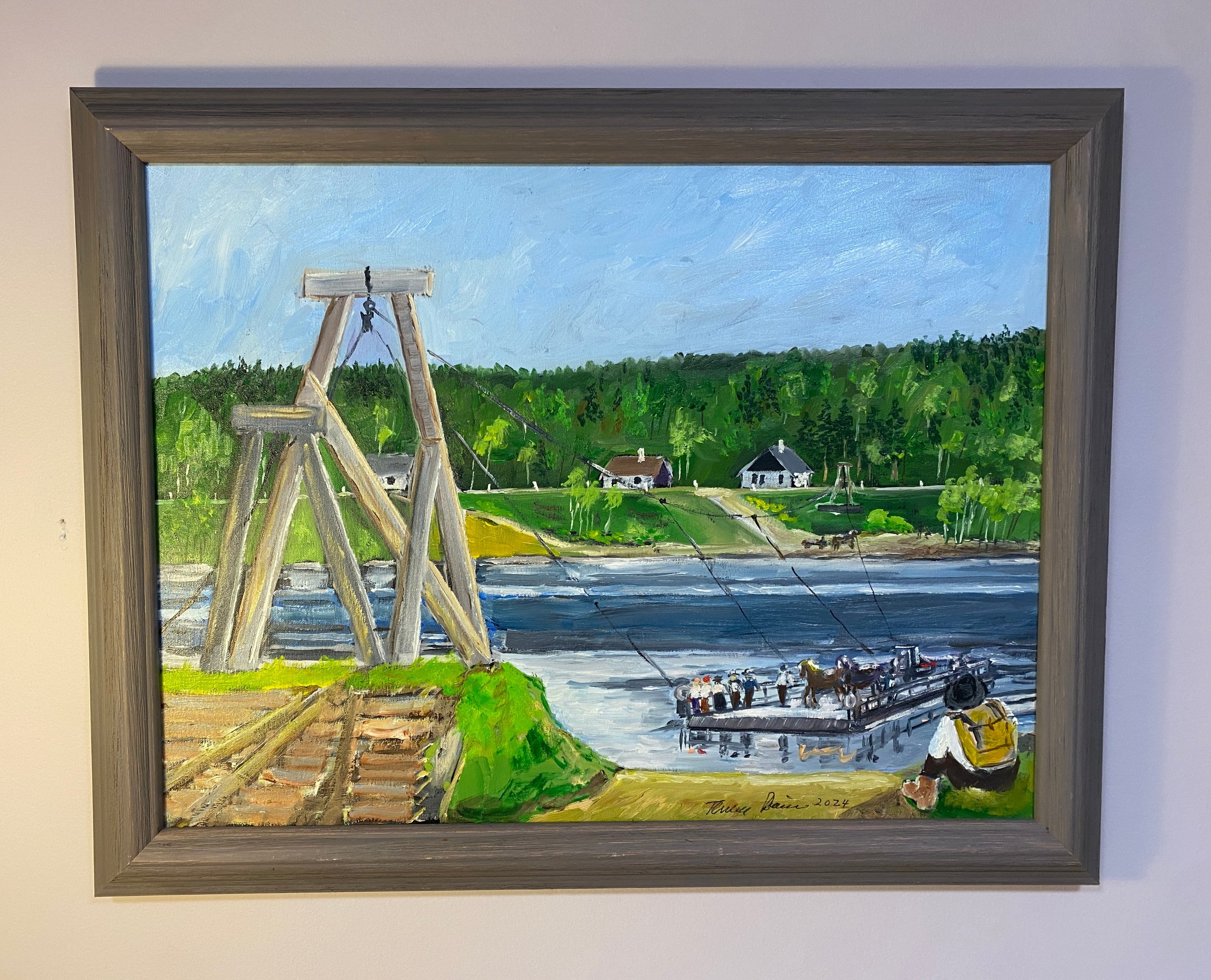 Ferry Across Spanish River, Massey ON circa 1904   Oil on Canvas  Framed 24"x18"x0.75"  $500