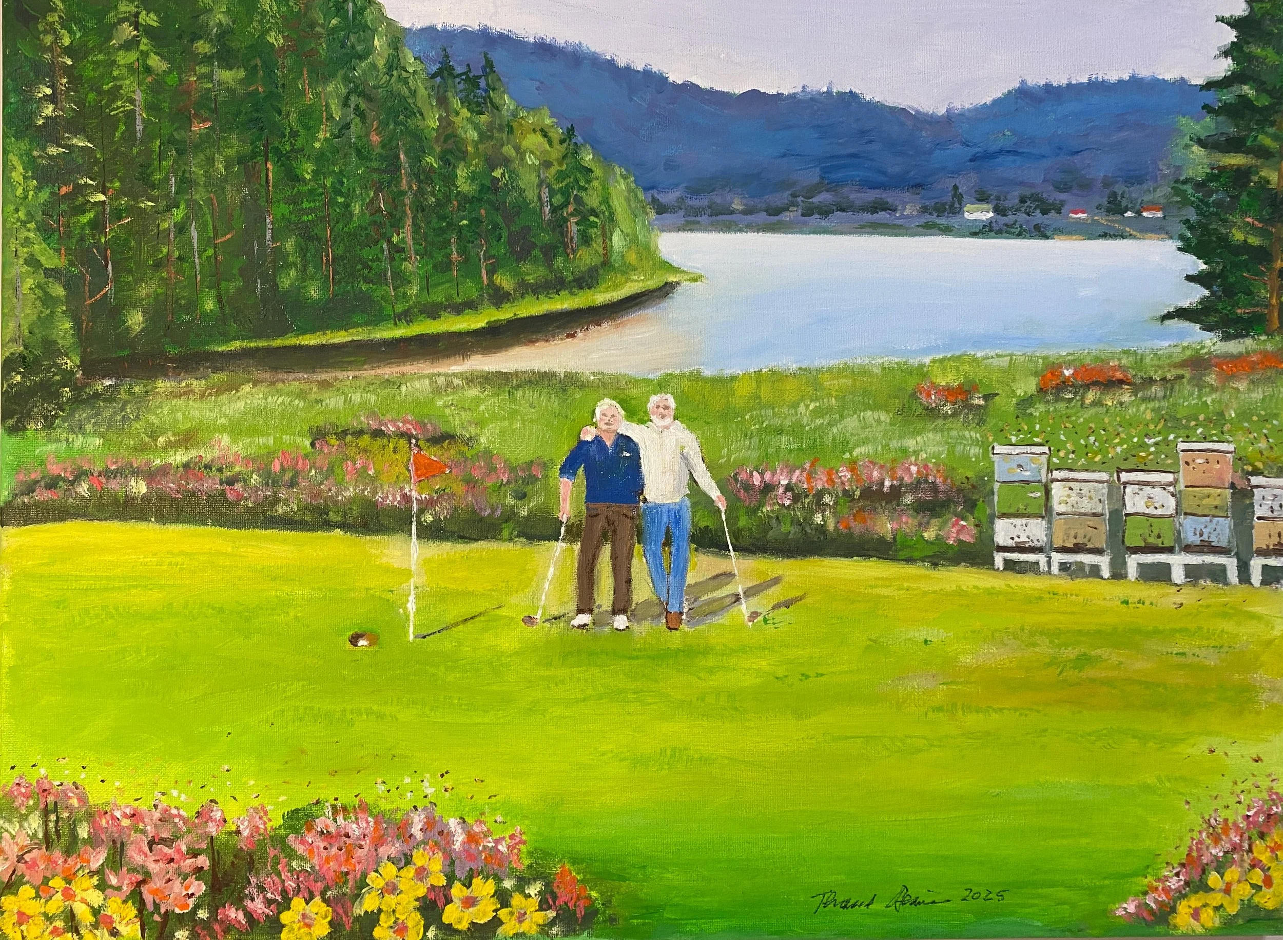 Wine and Golf  Oil on Canvas 24"x18"x0.75"  $400