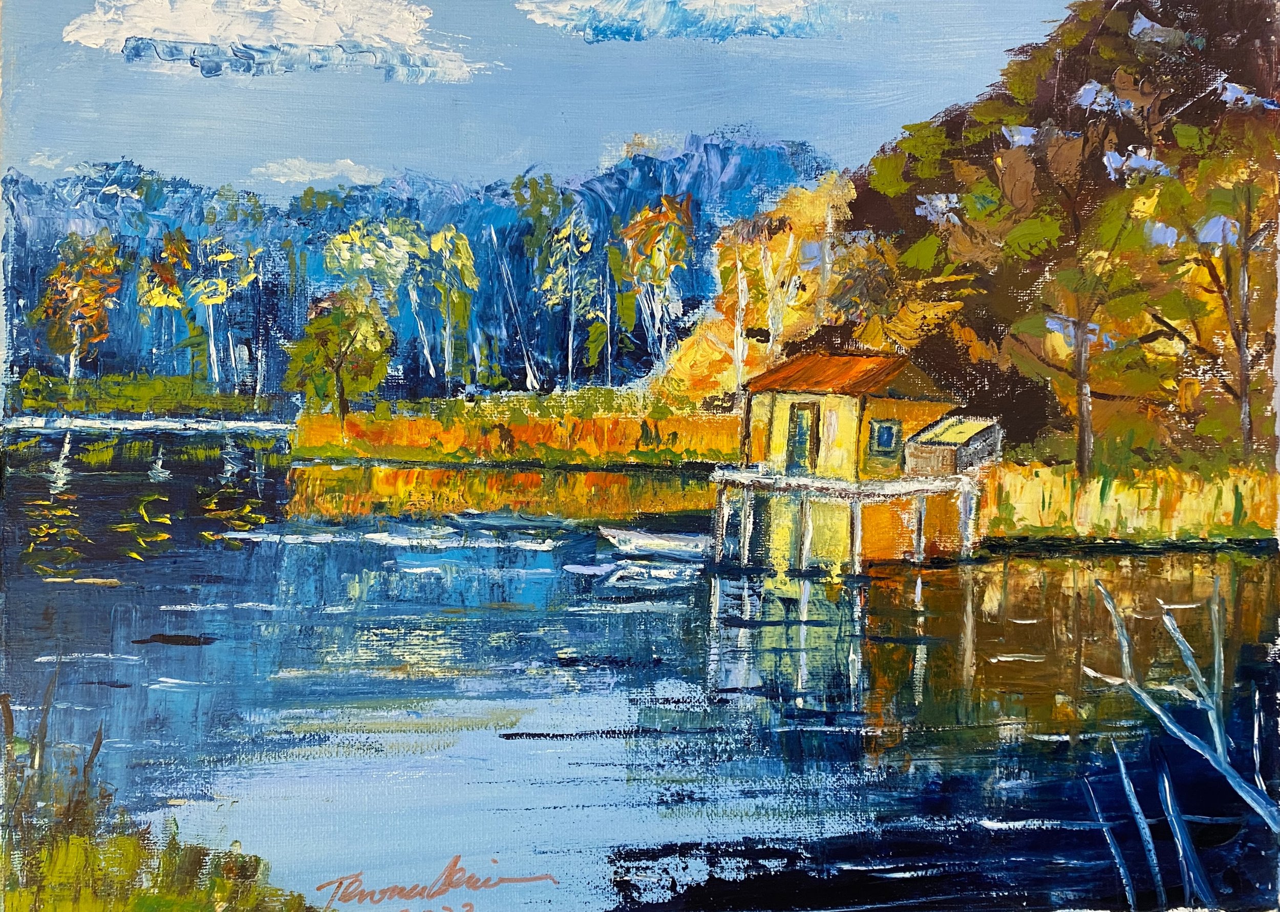 Fishing Shack  Oil on Canvas 16"x12"x0.75"   $190