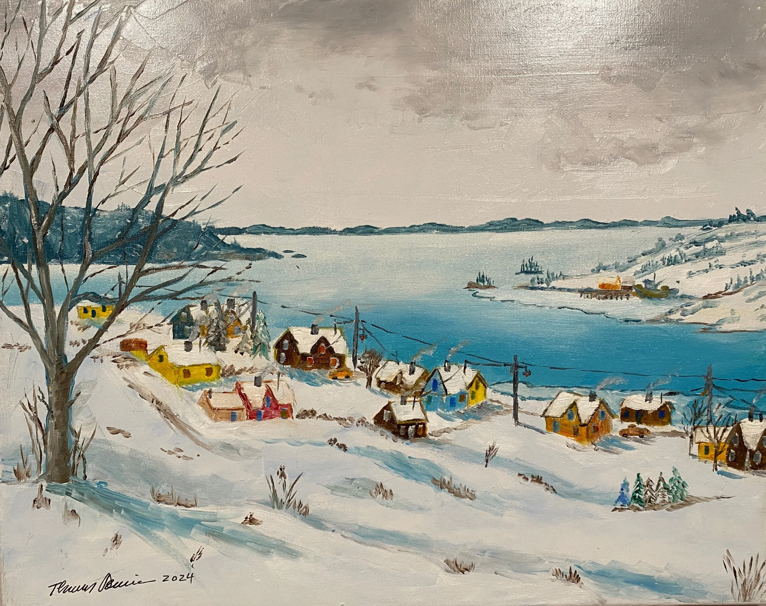 Swedish Fishing Village  Oil on Canvas 20"x16"x0.75"  $320
