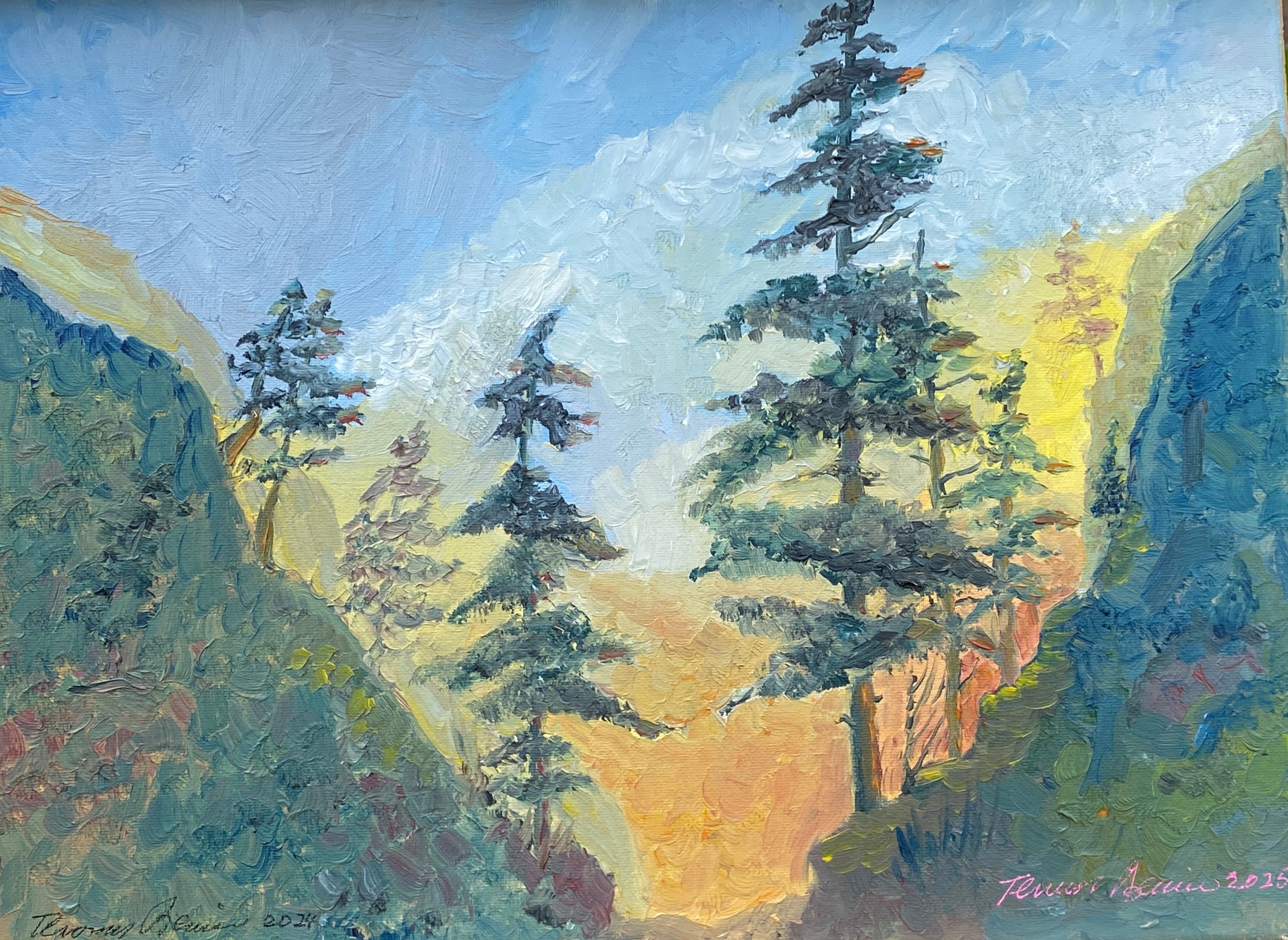 Fire in the Forest  Oil on Canvas  16"x12"x0.75" $190