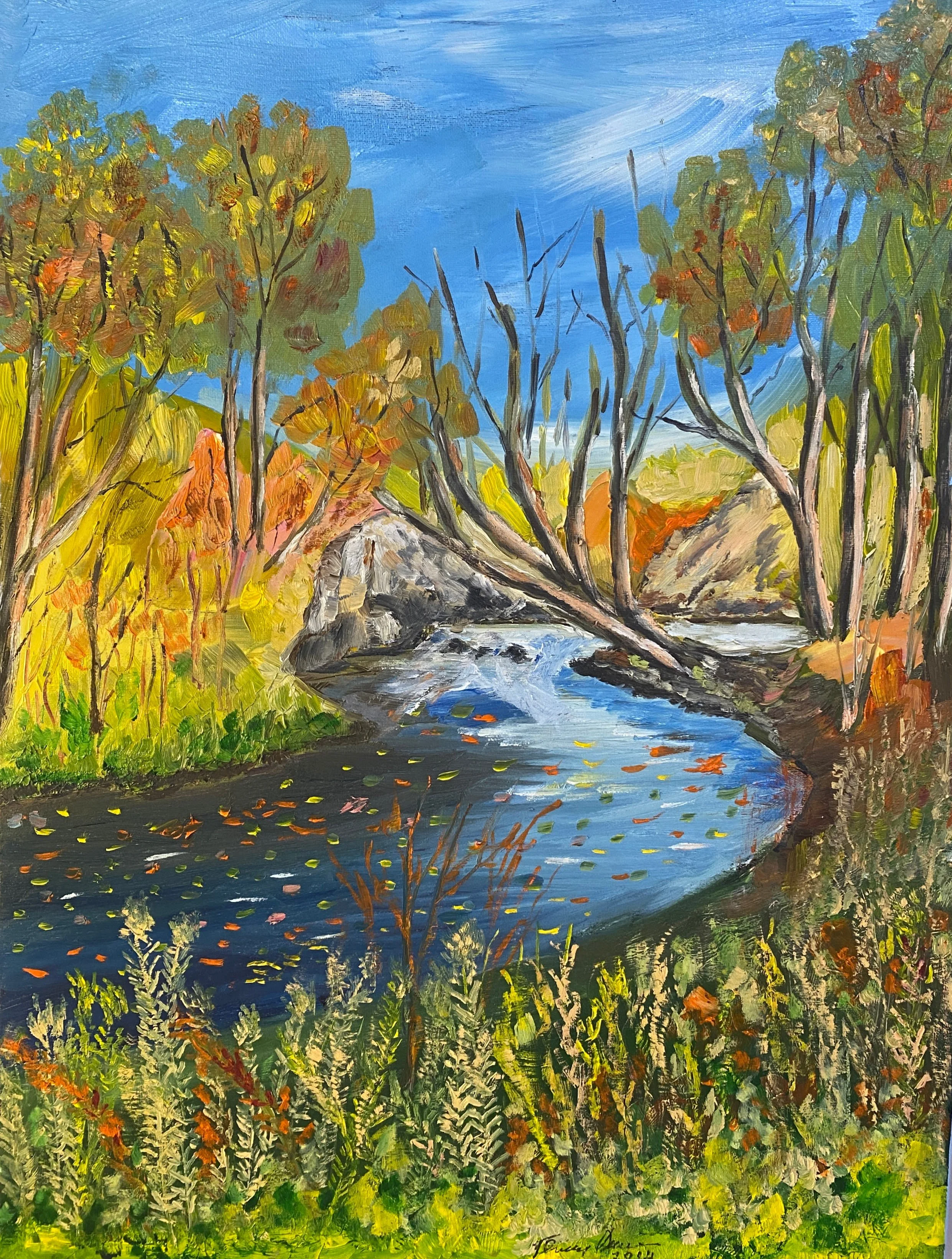 Creek in Autumn  Oil on Canvas  18"x24"x0.75"  $400
