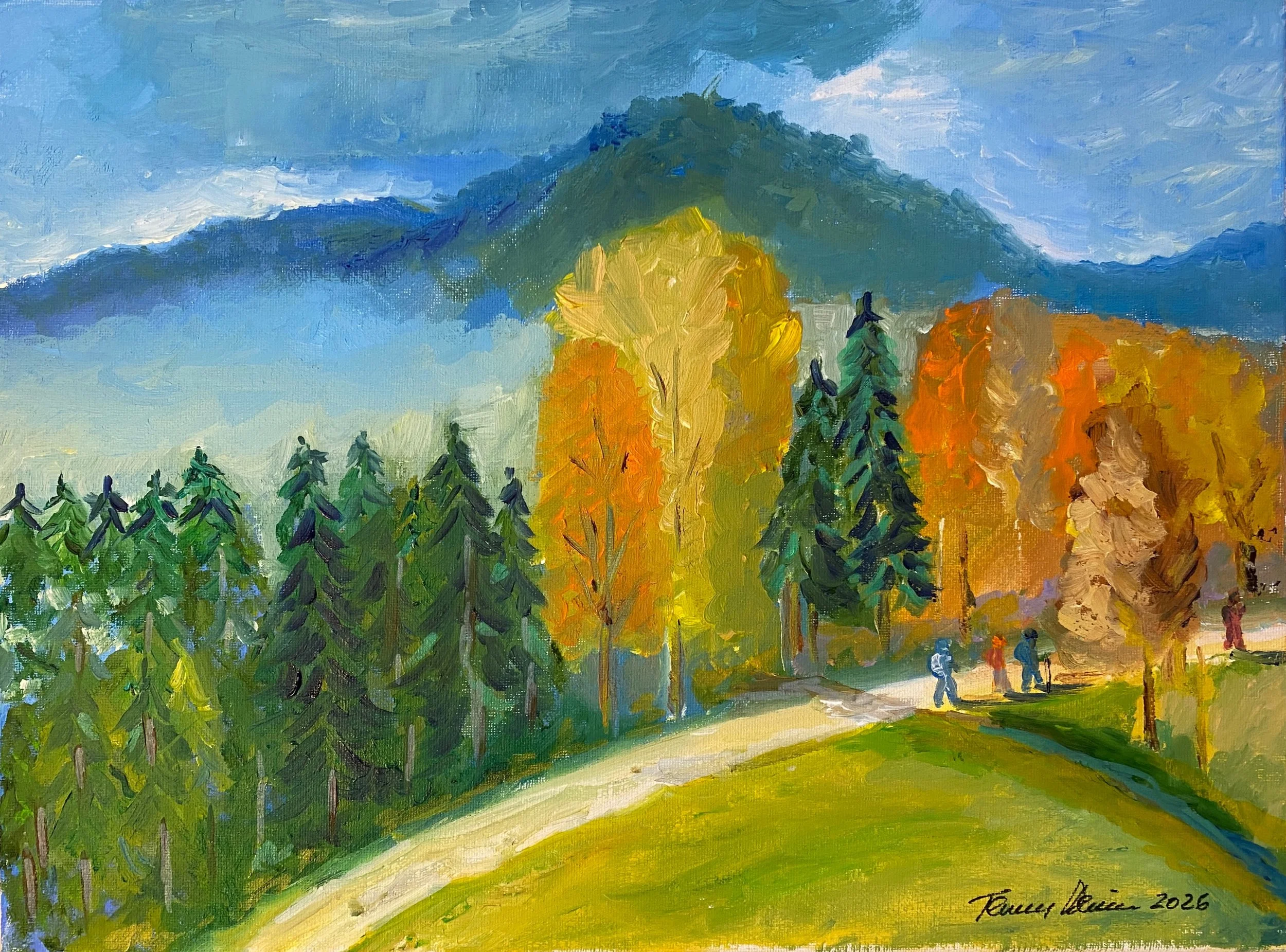 Hikers  Oil on Canvas  16"x12"x0.75"   $190